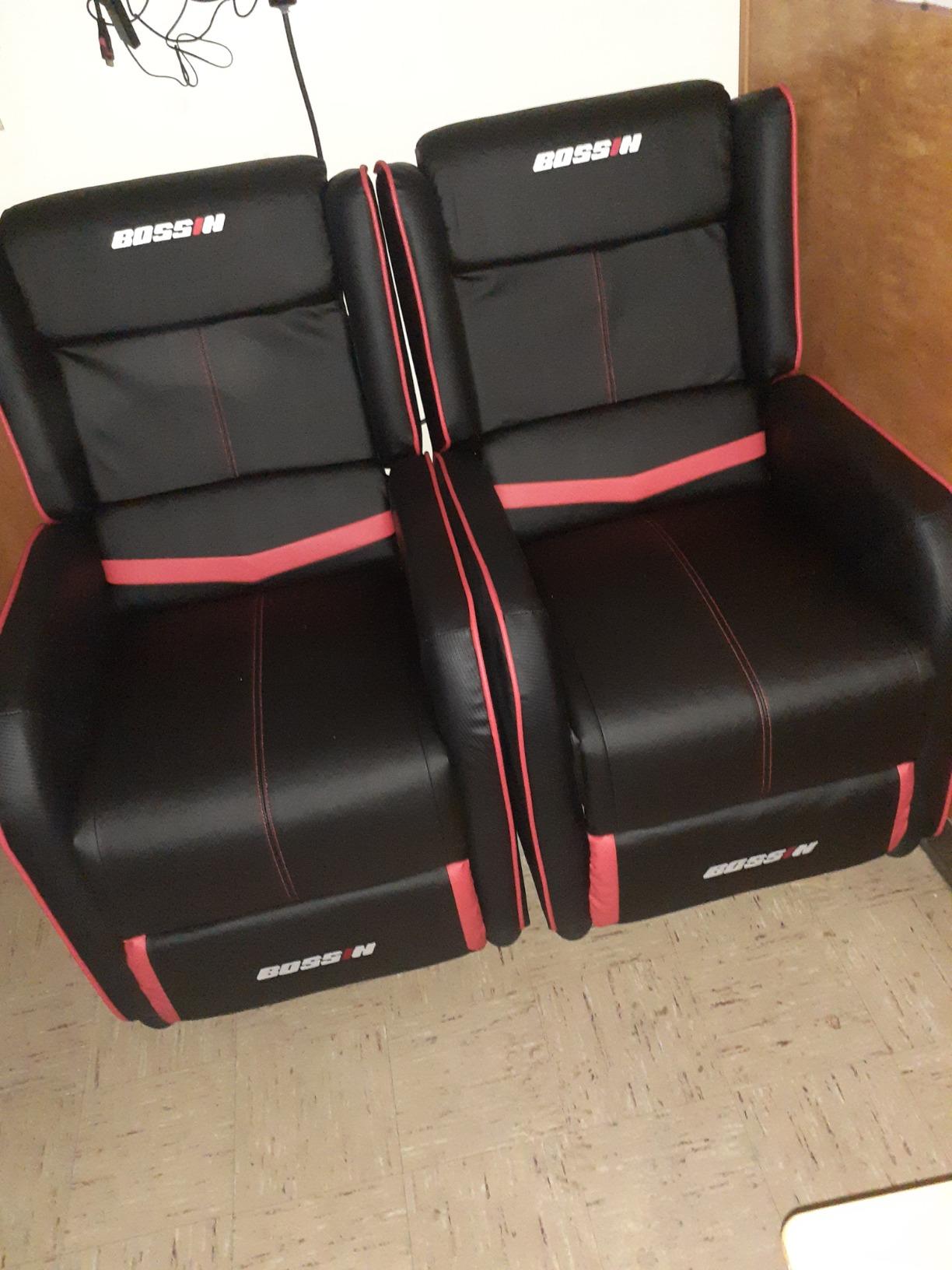 BOSSIN Gaming Recliner Chair for Adults 400lbs Racing Style PU Leather Recliner - Blue customer photo 1