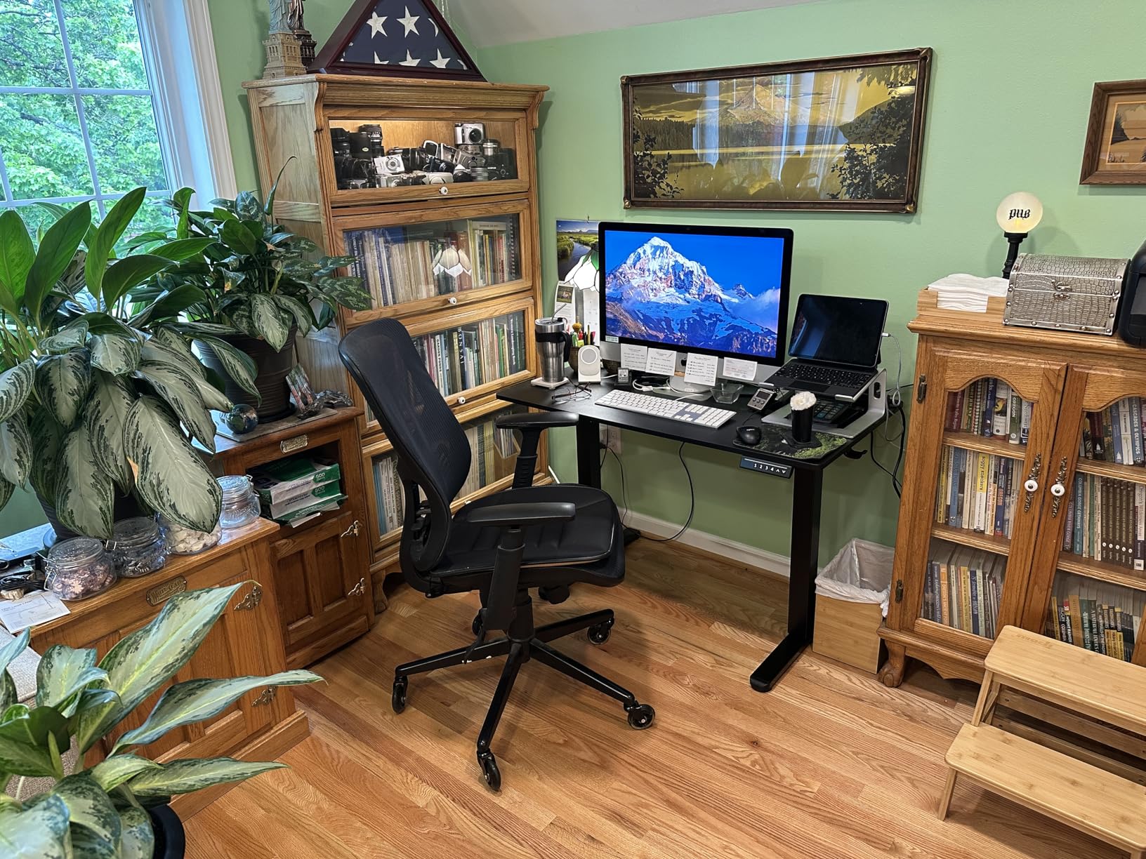 ErGear Height Adjustable Electric Standing Desk, 48 x 24 Inches Sit Stand up Desk, Memory Computer Home Office Desk, Vintage Brown customer photo 1