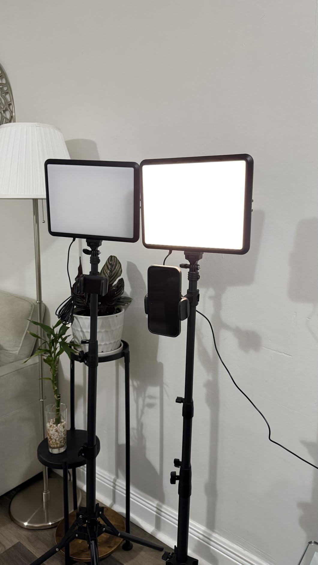 2-Pack LED Video Light Kit, NiceVeedi Studio Light, 2800-6500K Dimmable Photography Lighting Kit with Tripod Stand & Phone Holder, 73