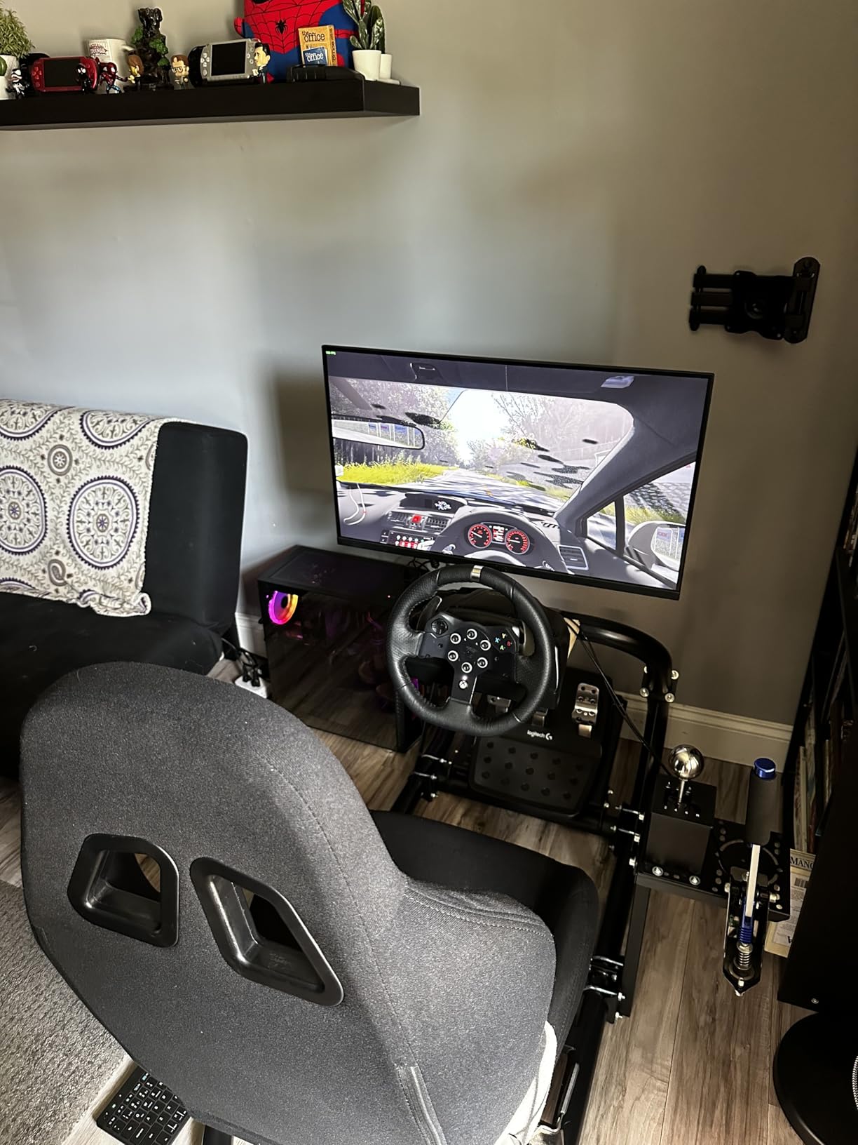Dardoo Racing Simulator Cockpit Frame with Black Seat Fit for Moza, for Logitech G27 G29 G920 G923, for Thrustmaster, for Fanatec, Adjustable Racing Wheel Stand, Not Included Wheel Pedal and Handbrake customer photo 1