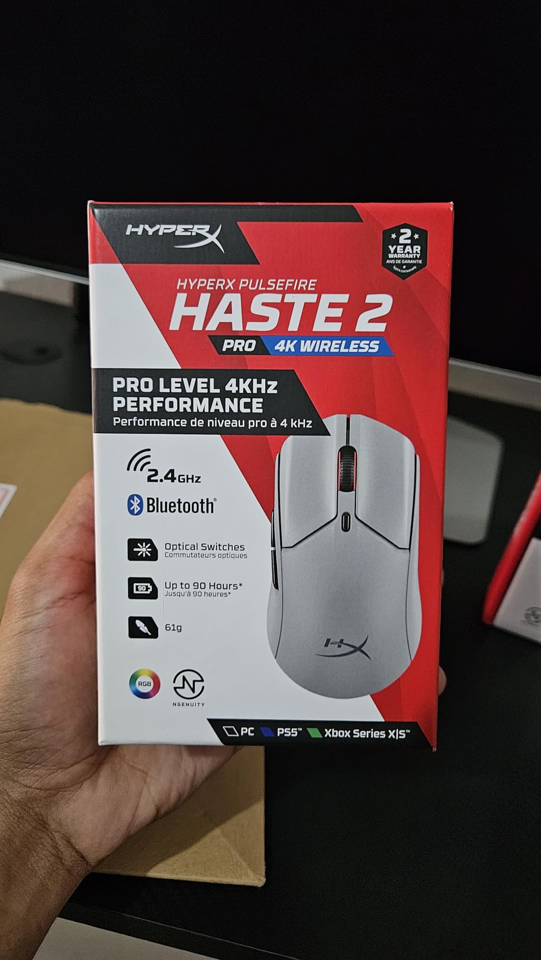 HyperX Pulsefire Haste 2 - Wireless Gaming Mouse - Ultra Lightweight, 61g, 100 Hour Battery Life, Dual Wireless Connectivity, Precision Sensor - Black customer photo 1