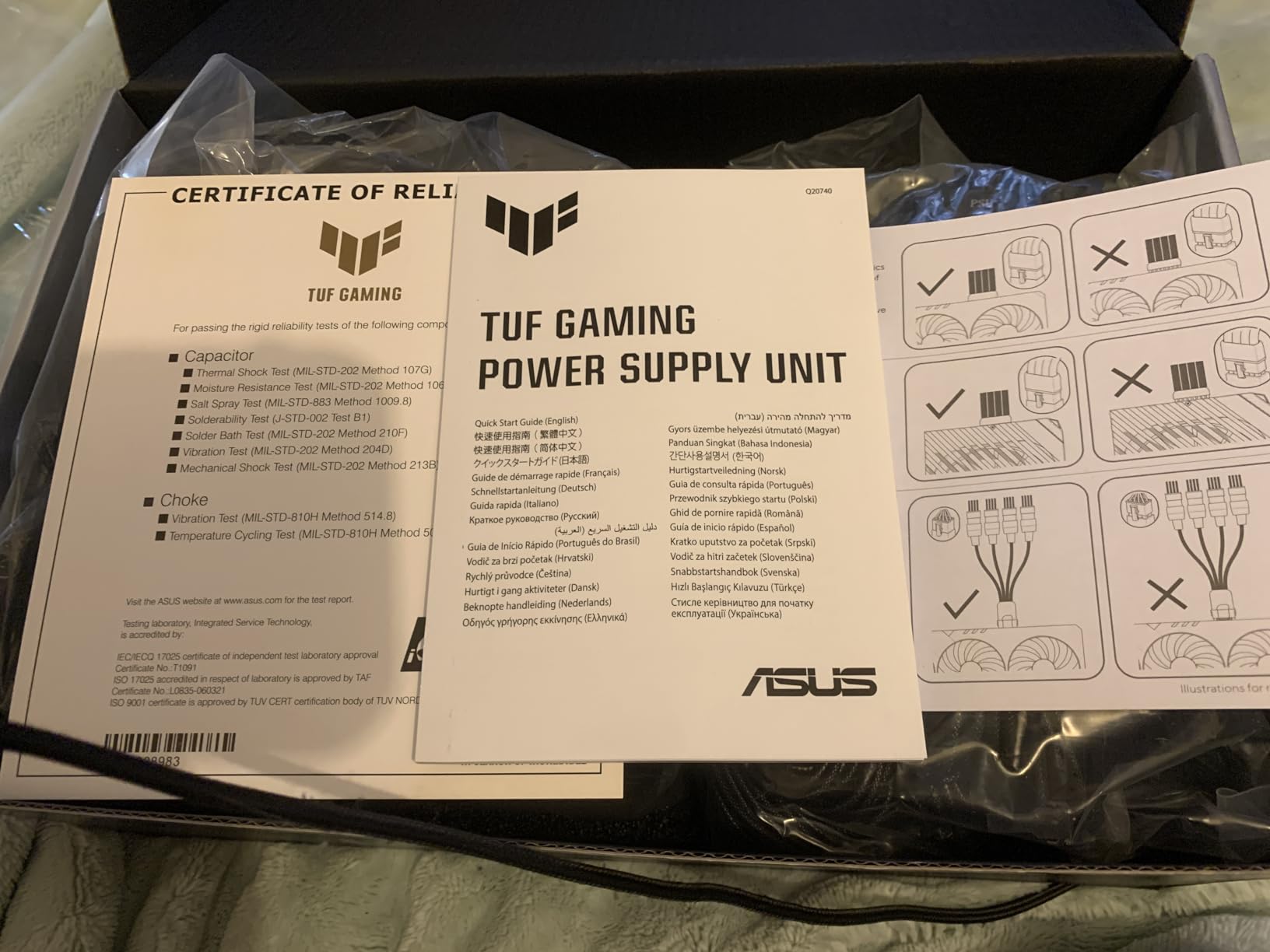 ASUS TUF Gaming 850W Gold (850 Watt, ATX 3.0 Compatible, Fully Modular Power Supply, 80+ Gold, Military-Grade Components, Dual Ball Bearing, Axial-tech Fan, PCB Coating, 10 Year Warranty) customer photo 2