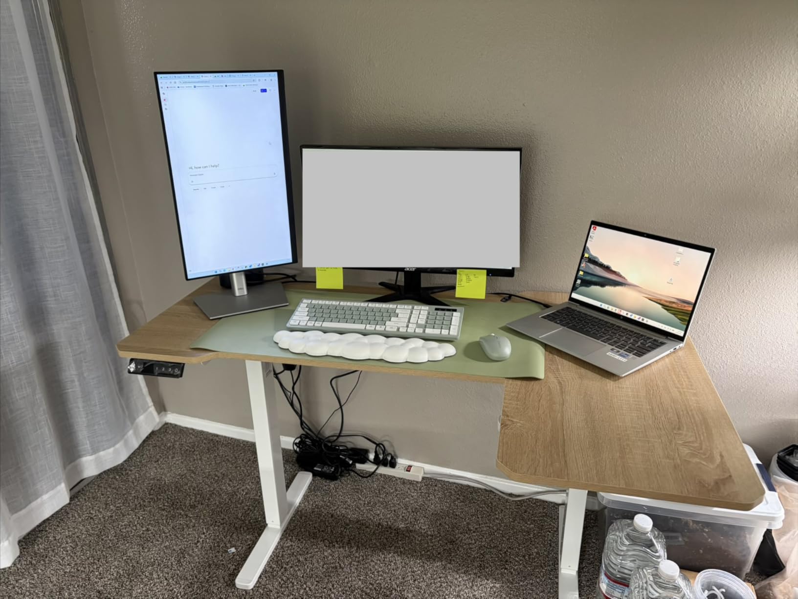 Acrolix L Shaped Electric Standing Desk - 59x40 Inch Reversible Corner Sit Stand Desk with Hook & Cup Holder, Electric Height Adjustable Table, for Home Office Gaming Computer Desk, Black Carbon customer photo 1