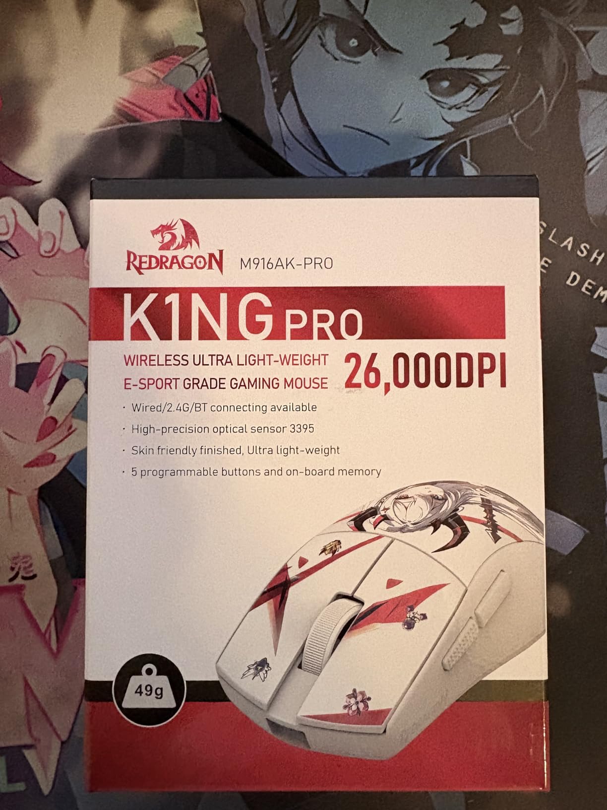 Redragon M916 PRO 3-Mode Wireless Gaming Mouse, 55G Ultra-Light 26K DPI Mouse w/Ergonomic Natural Grip Build, Full Programmable Buttons, Software Supports DIY Keybinds & DPI customer photo 1