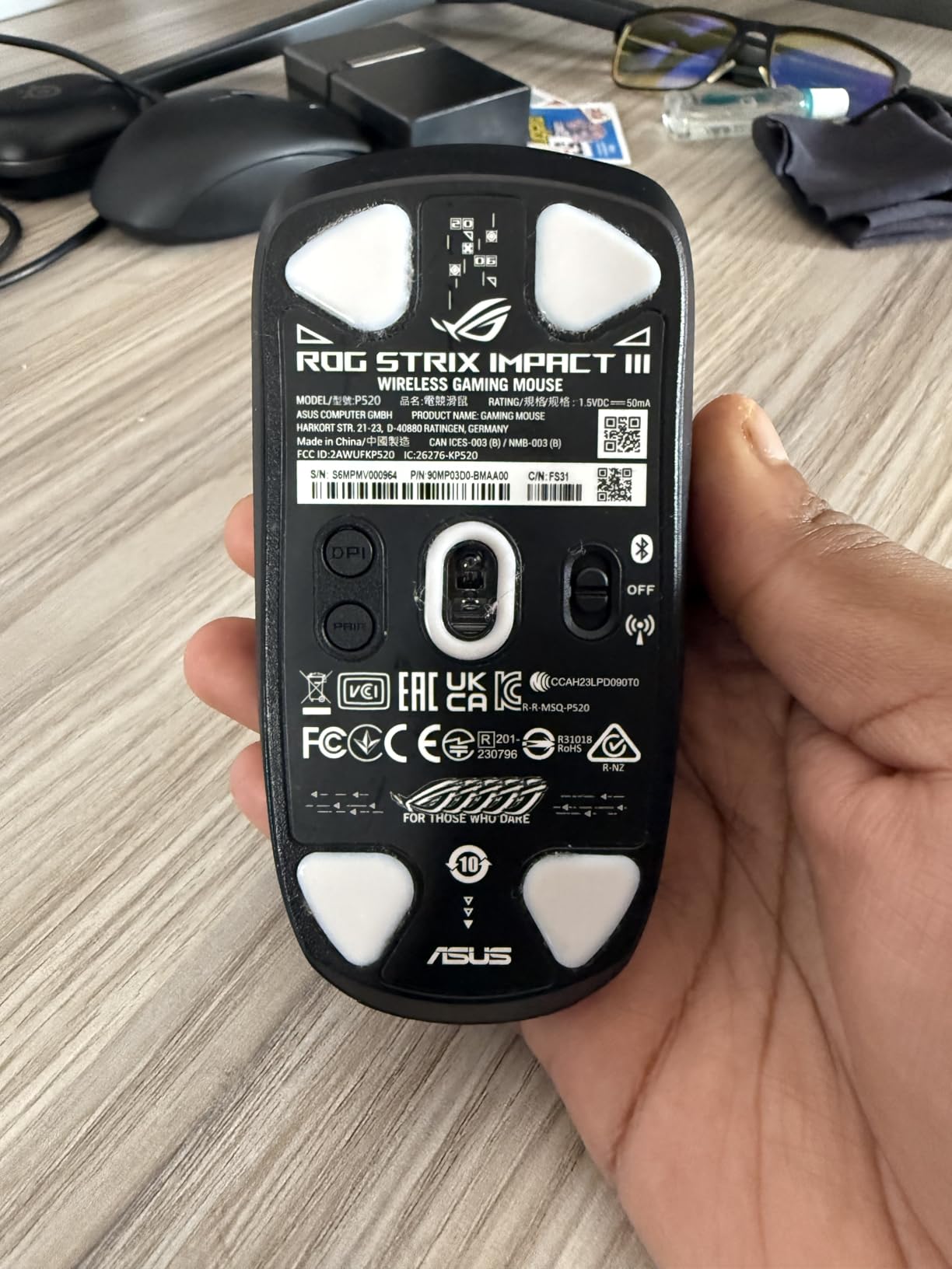 ASUS ROG Strix Impact III Wireless Gaming Mouse, 57g Lightweight, 36K DPI Sensor, Bluetooth & 2.4GHz RF, ROG SpeedNova, Up to 618hrs Battery Life, Replaceable Switches - Black customer photo 2