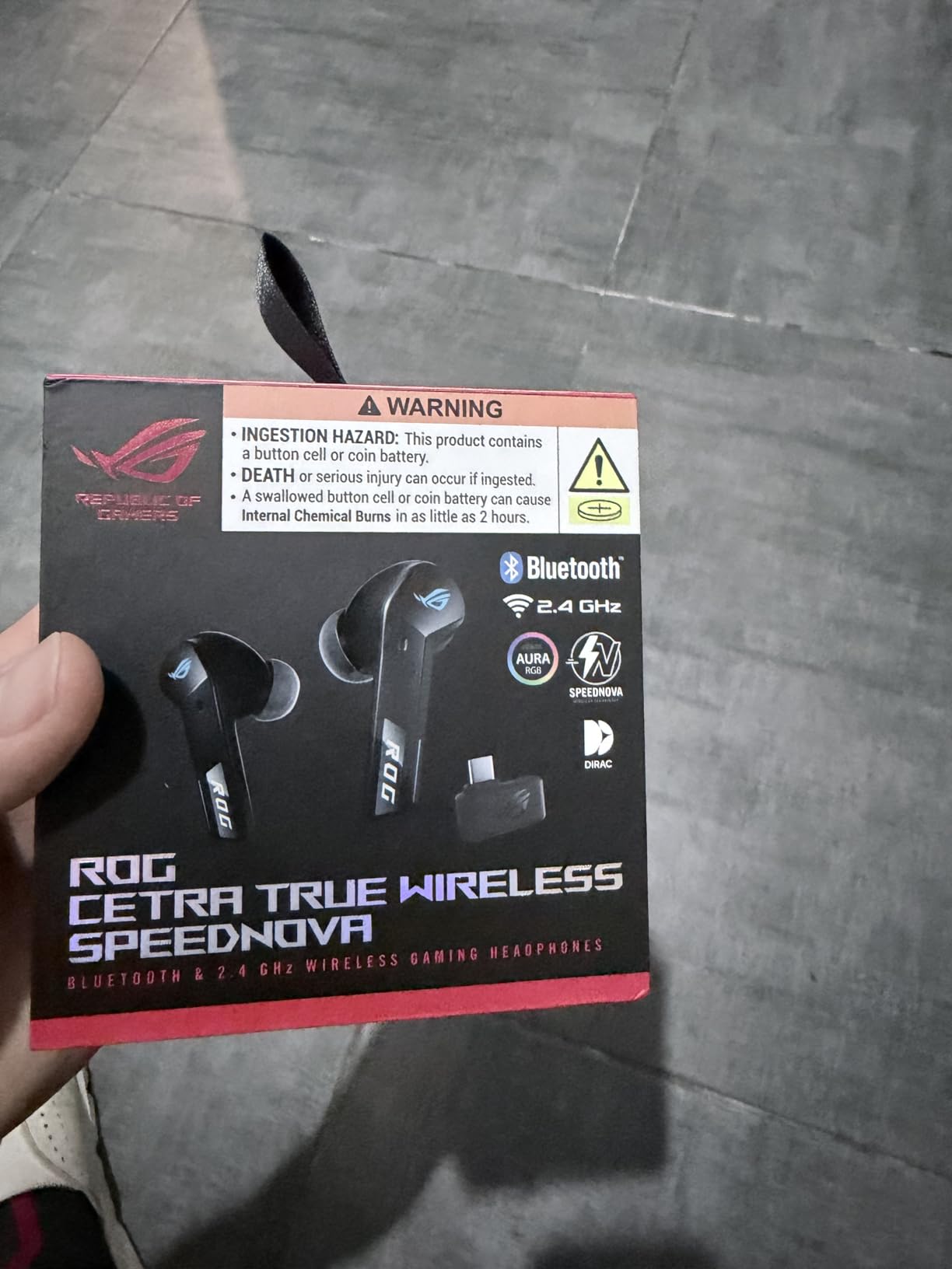 ASUS ROG Cetra True Wireless SpeedNova Gaming Earbuds - Dual-Mode (BT, 2.4GHz), Dirac Opteo, Bone-Conduction AI Mic, Adaptive ANC, 46Hr Battery, for PC, PS5, PS4, Switch, Mobile, ROG Ally/X - Black customer photo 2