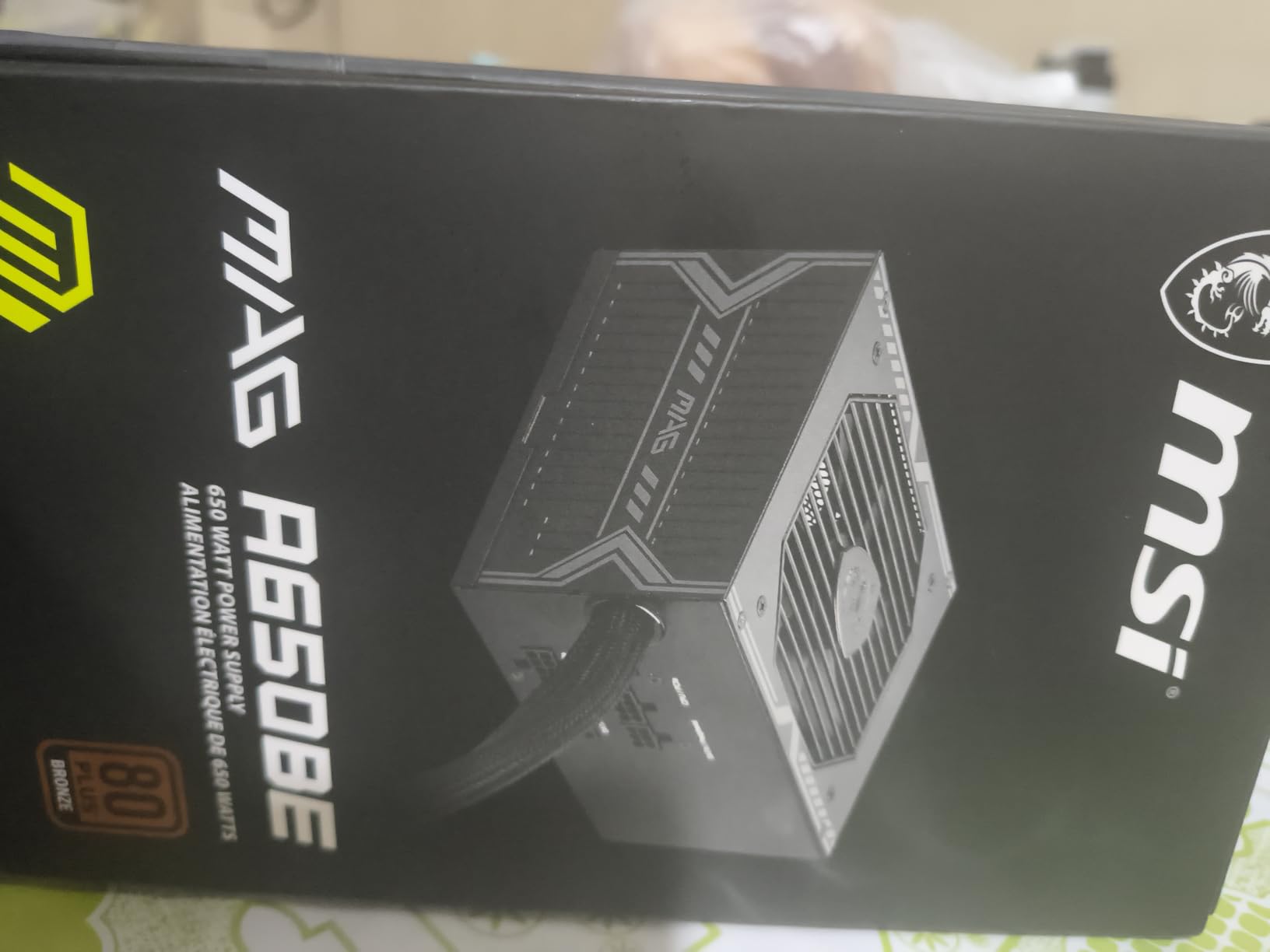 MSI MAG A650BE, Semi-Modular Compact 650W ATX Power Supply, 80+ Bronze, Low-Noise Fan, Active PFC Design, 5 Year Warranty customer photo 2