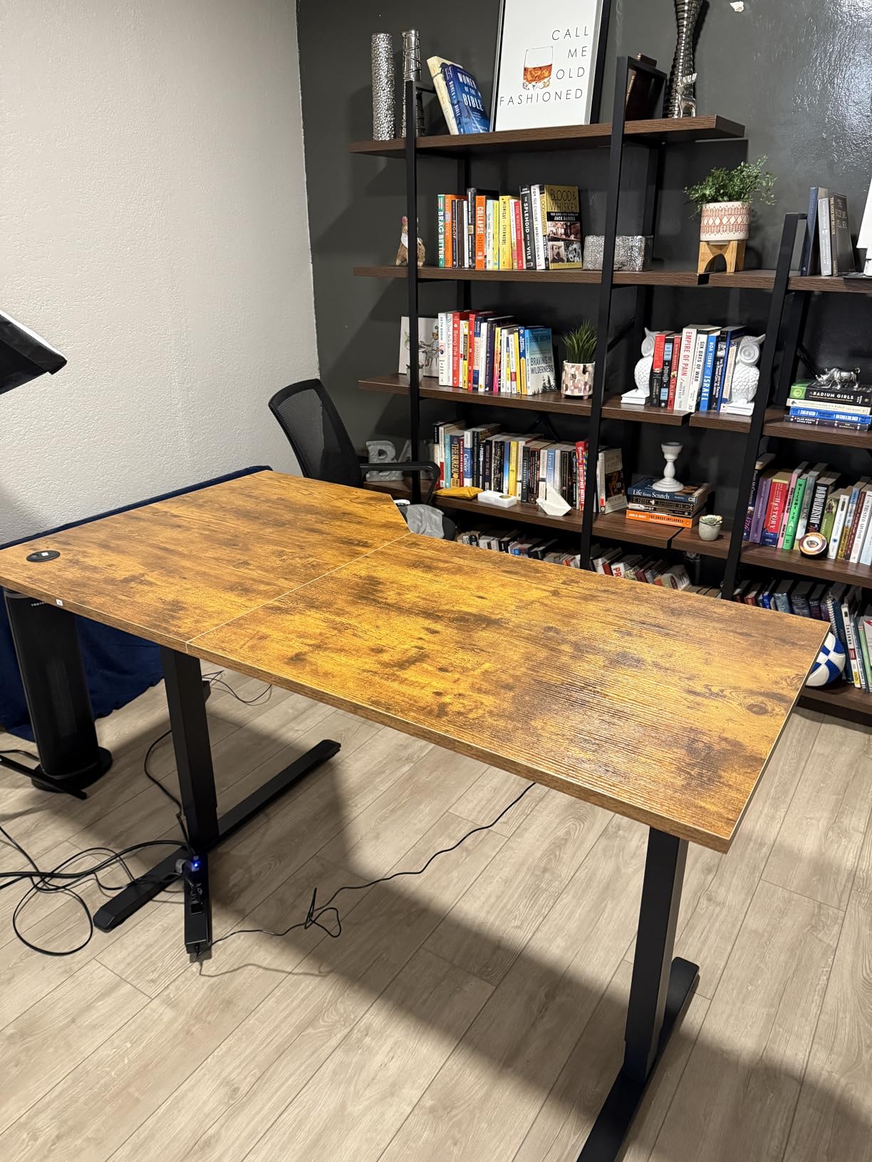 Agilestic Electric Standing Desk, Height Adjustable Desk, 55 x 32 Inch Sit Stand up for Work Office Home, L Shaped Ergonomic Rising Computer Table with Memory Preset, Rustic Brown customer photo 2