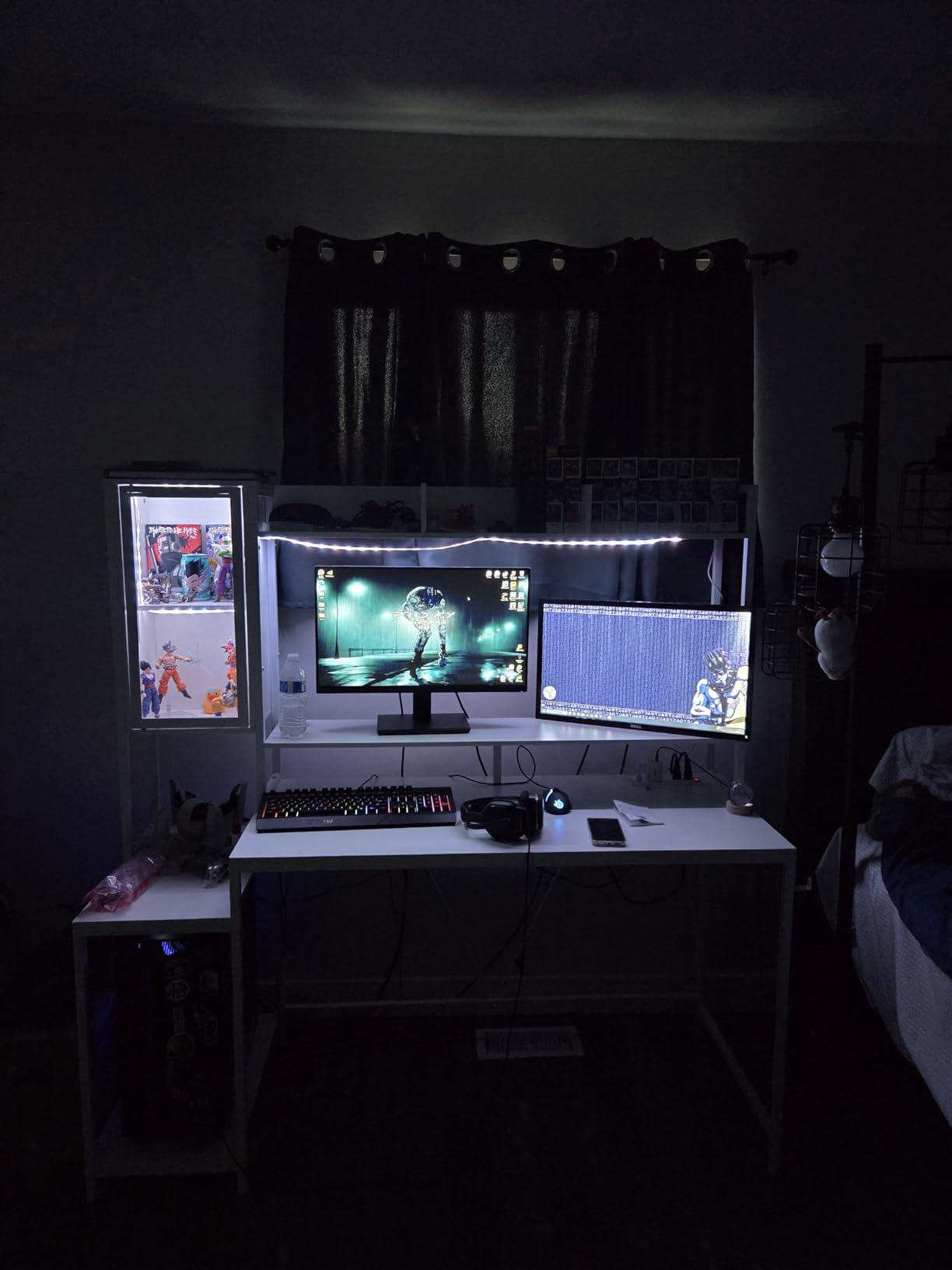 SEDETA Gaming Desk, 60'' Gaming Desk with Hutch and LED Lights, Computer Desk with Storage Shelves, Large PC Gamer Desk with Display Cabinet, Monitor Stand, Power Outlet for Home Office, Black customer photo 1