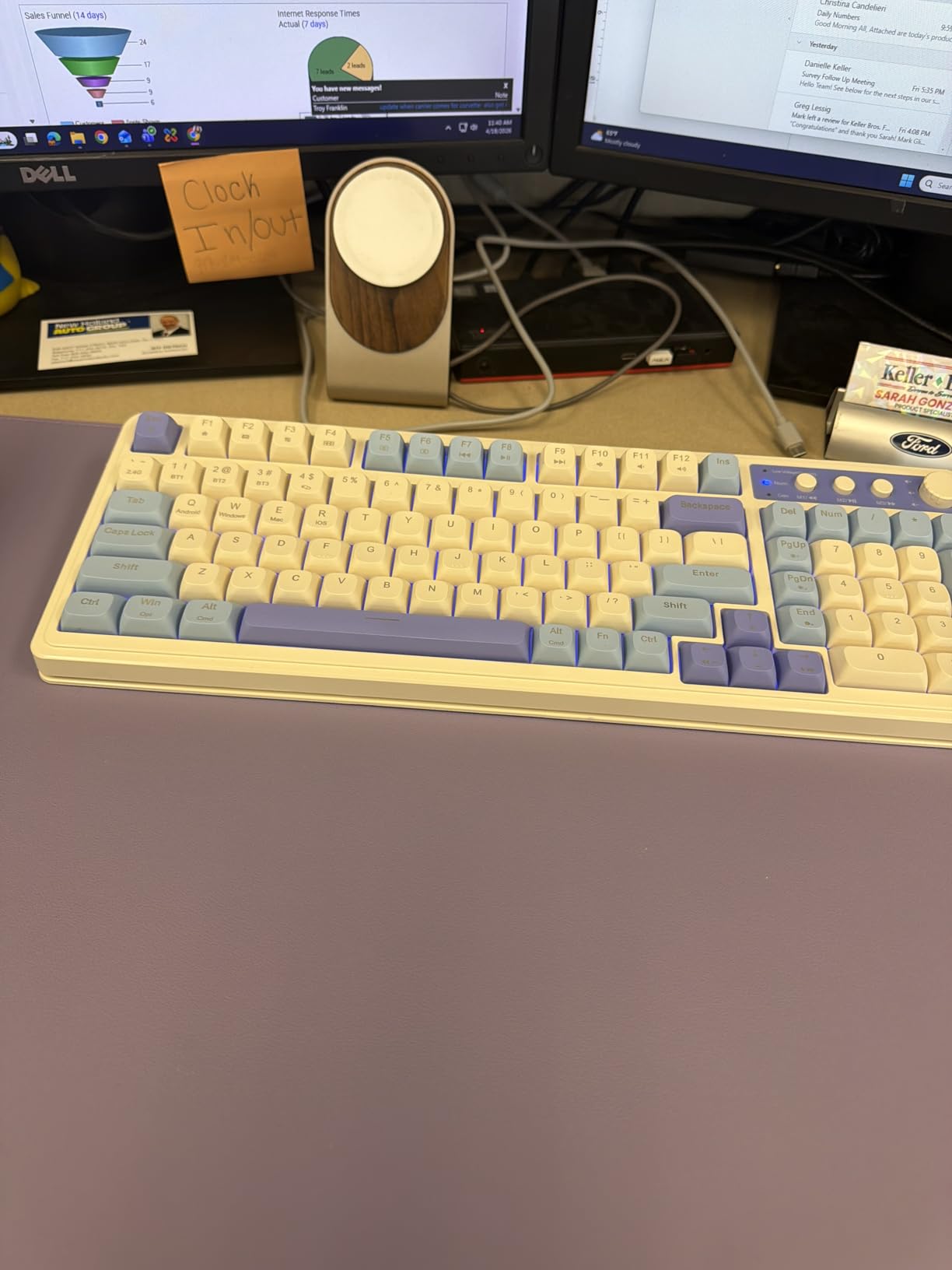 AULA 99 Key Keyboard, Tri-Mode Bluetooth/2.4GHz/USB-C Cute Creamy Gaming Keyboard with Number Pad RGB Backlit, Media Knob Custom Mechanical Feel Computer Keyboards for MAC Xbox PC Gamer - Purple customer photo 1