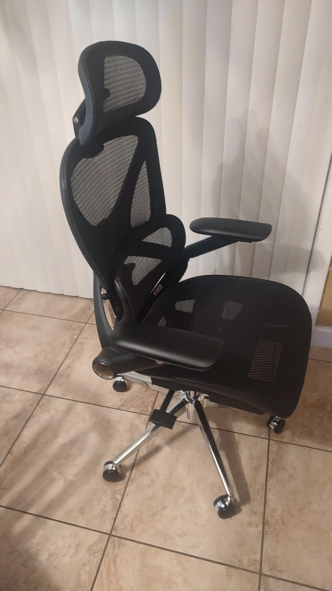 CAPOT Ergonomic Mesh Office Chair, Adjustable Lumbar High Back Desk Chair 400lbs, 4D Flip-up Arms, 3-Level Tilt Backrest, 3D Headrest, PU Wheels, Swivel Rolling Computer Seating for Long Desk Work customer photo 1