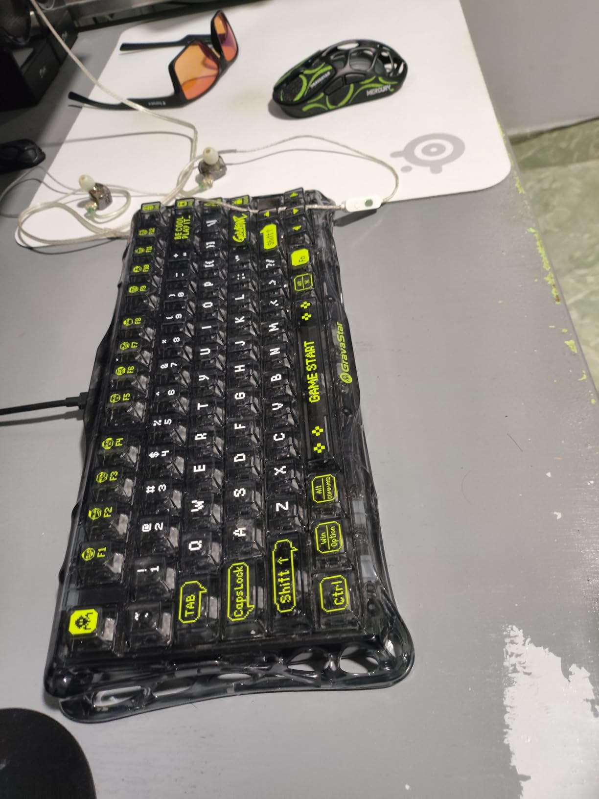 GravaStar Mercury K1 Lite 75% Wireless Mechanical Gaming Keyboard RGB | Gasket Mount, Hot Swappable Linear Switches, Creamy Sound, 2.4GHz/USB-C/Bluetooth 5.0, for Win/Mac (Transparent Black) customer photo 2