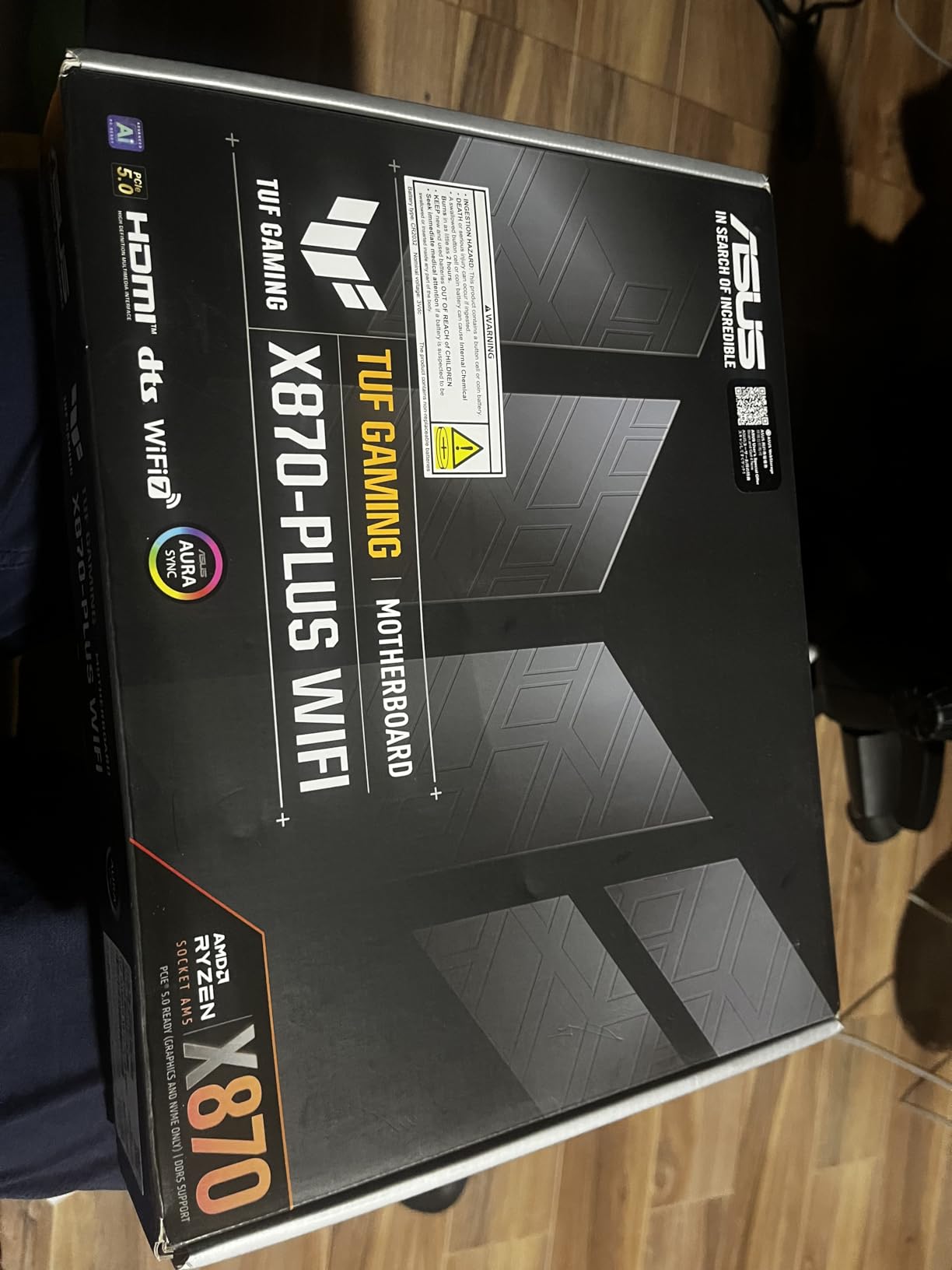 ASUS TUF Gaming X870-PLUS WiFi AMD AM5 X870 ATX Motherboard, 16+2+1, 80A SPS Power Stages, DDR5, PCIe 5.0 Ready, Four M.2 Slots, Wi-Fi 7, 2.5Gb LAN, HDMI, USB4 40Gbps, SATA 6 Gbps, USB 20Gbps Type-C customer photo 1