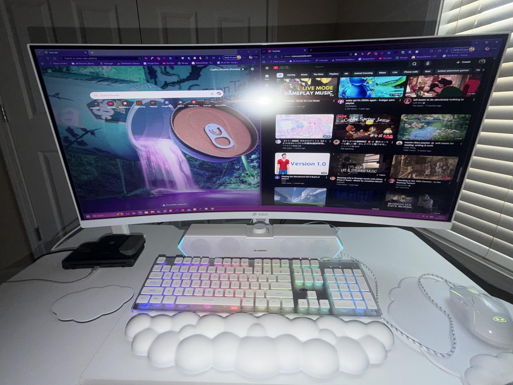 CRUA 34'' White Gaming Monitor 165Hz/144Hz, 21:9 1500R Ultrawide Curved Monitors, WQHD 3440x1440 120% sRGB VA Computer Display Support FreeSync, PIP/PBP, HDMI2.0 & DP1.4, Wall Mount&Tilt Adjustable customer photo 1