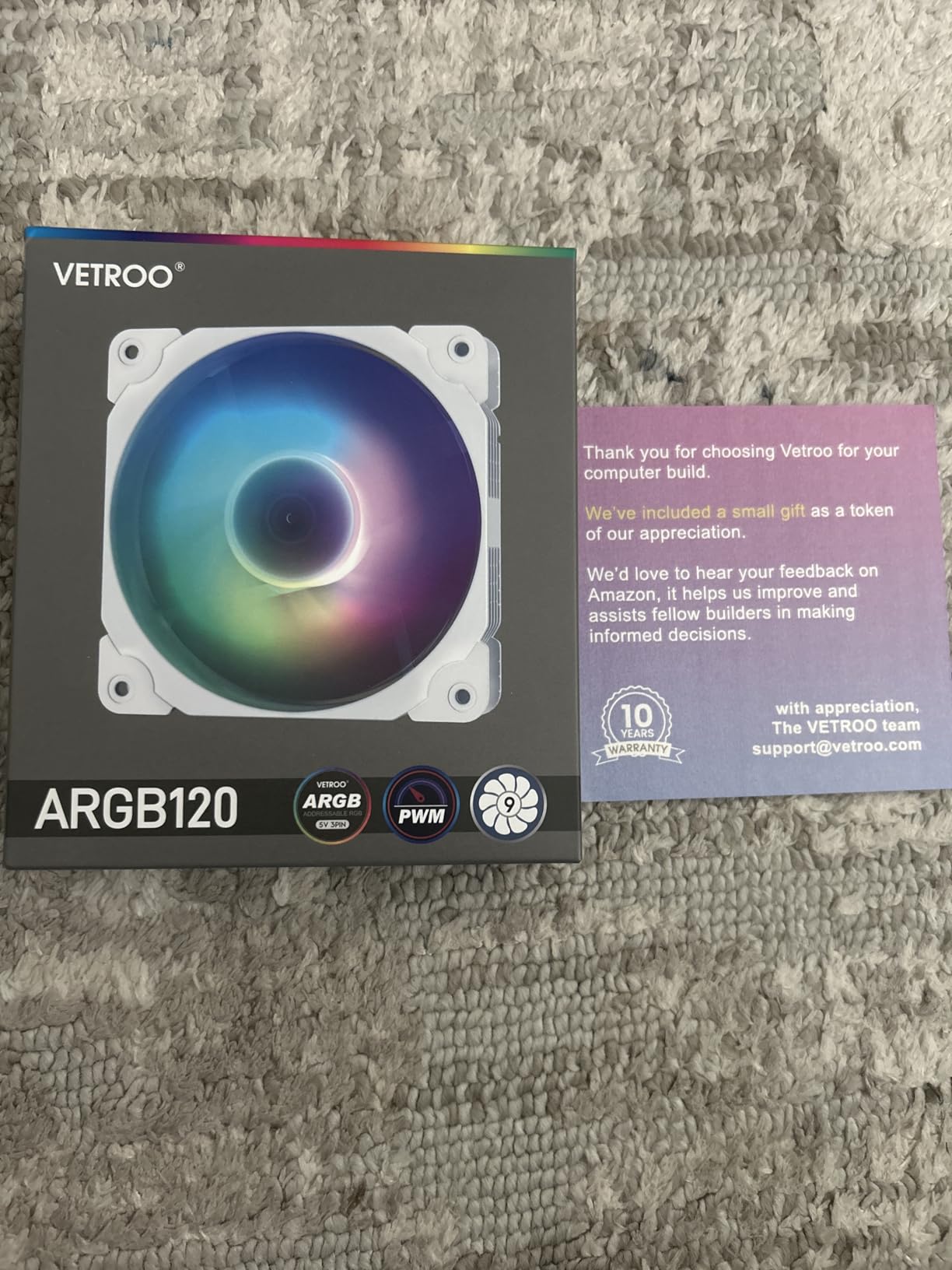 Vetroo 850W Power Supply Dual PCIe 5.1 ATX 3.1 Ready, 80 Plus Gold Full Modular, Quiet Operation with 120mm FDB Fan, 10-Year Warranty - White customer photo 1