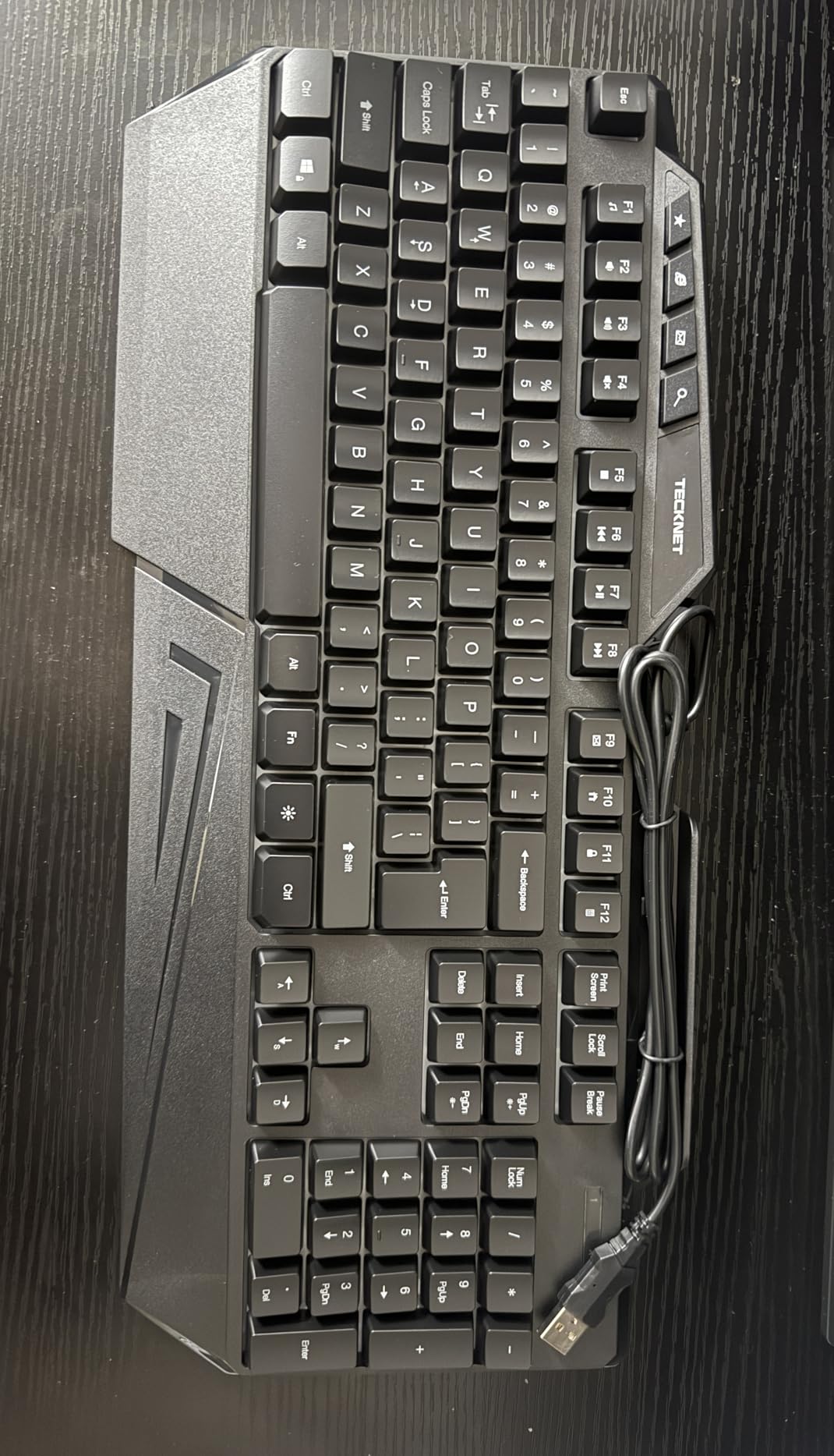 TECKNET Wired RGB Gaming Keyboard - 26-Key Anti-Ghosting, 13 Lighting Modes, Spill-Resistant, 108 Membrane Keys, Plug & Play - with Ergonomic Wrist Rest & Phone Holder for Windows/Mac (Black) customer photo 1