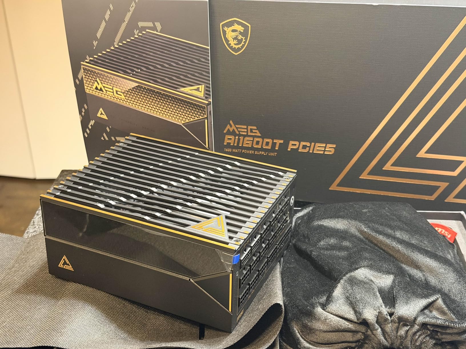 MSI MEG Ai1600T PCIE5, Fully Modular Gaming 1600W Power Supply, 80+ Titanium, Dual 12V-2x6 Cables, Server-Grade Capacitor, ATX 3.1 & PCIe 5.1 Ready, Low-Noise, Braided, 12 Year Warranty customer photo 1
