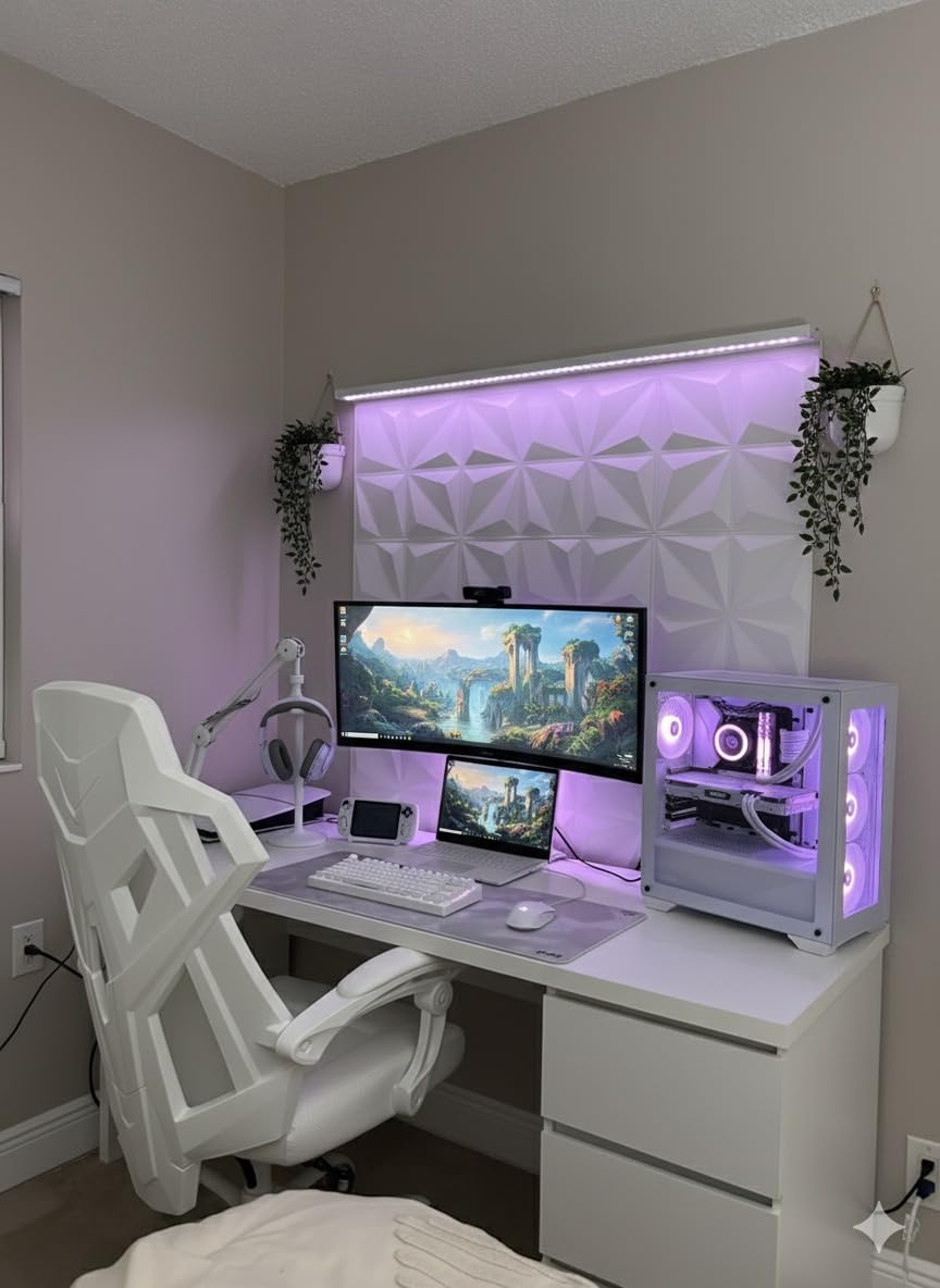 GTPLAYER Gaming Chair, Computer Chair with Mesh Back, Ergonomic Game Chair with Footrest, Reclining Game Chair with Adjustable Headrest and Lumbar Support for Gaming and Office (White) customer photo 1