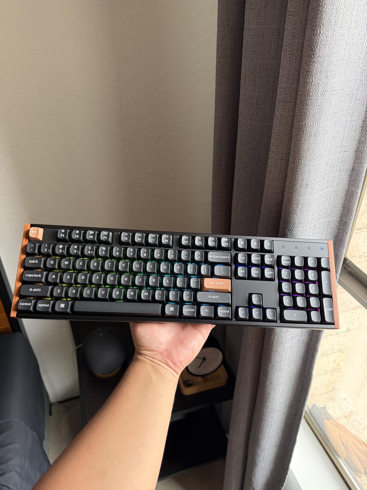 Keychron K10 HE Hall Effect Keyboard Wireless, Magnetic Switch Hot Swappable, Adjustable Actuation Rapid Trigger Mode with Aluminum + Wood Frame, Full-Size Custom RGB for Mac Windows Linux - Black customer photo 1