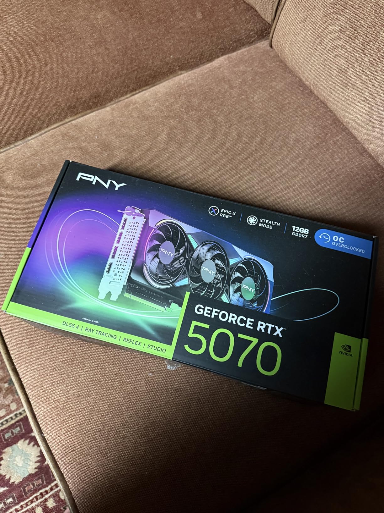 PNY NVIDIA GeForce RTX 5070 Epic-X ARGB OC Triple Fan Graphics Card (12GB GDDR7, 192-bit, Boost Speed: 2685 MHz, SFF-Ready, PCIe 5.0, HDMI/DP 2.1, 2.4-Slot, Blackwell Architecture, DLSS 4) customer photo 2