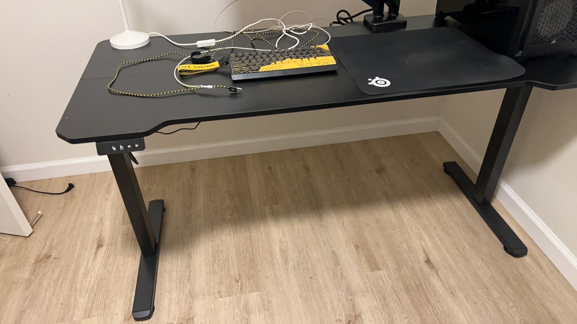 Gaming Standing Desk with LED Lights & Host Shelf, 55