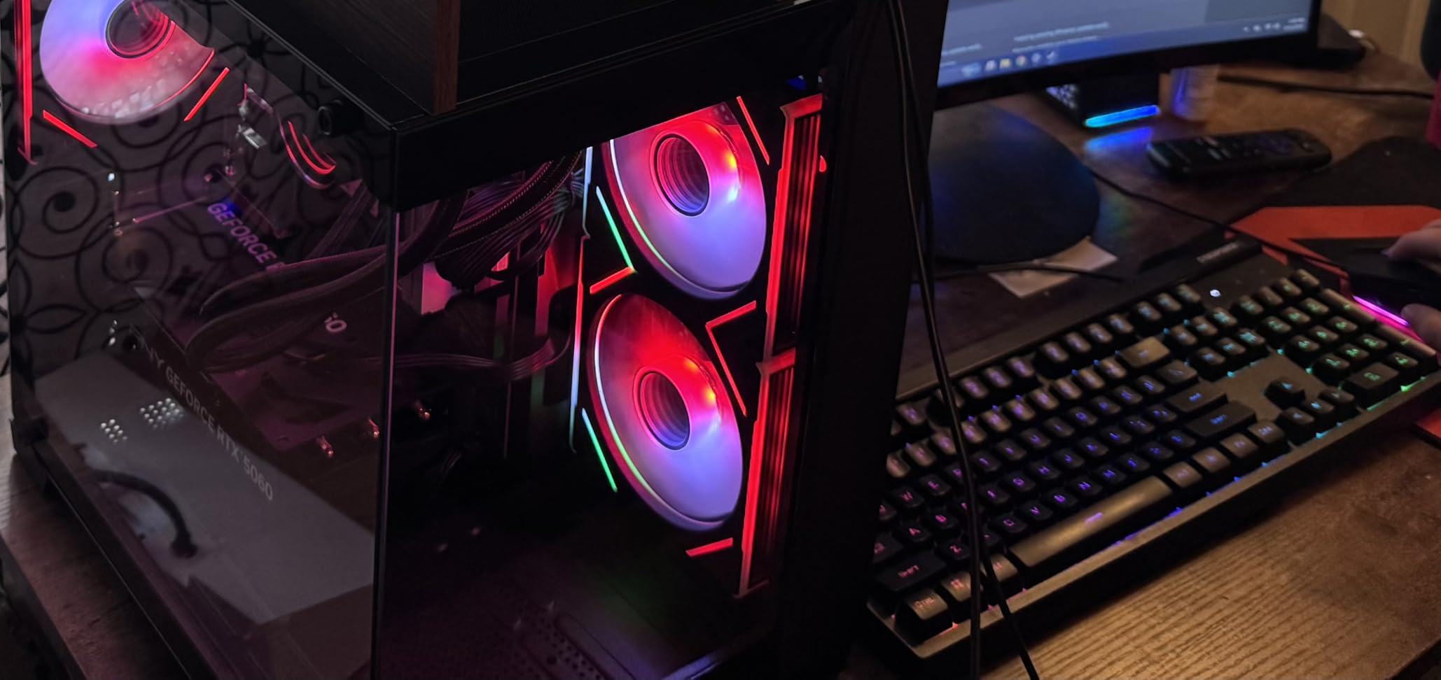 YAWYORE Gaming PC, AMD Ryzen 7 5700X, GeForce RTX 5060 Desktop Computer | 32GB DDR4 RAM, 1TB M.2 NVMe SSD,, ARGB Fans, WiFi+BT customer photo 1