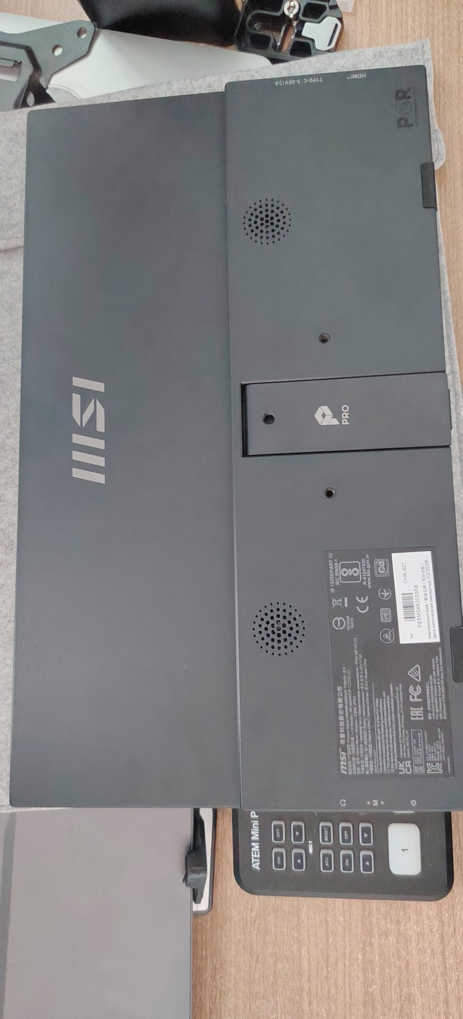 msi Pro MP165 E6 Ultra Slim & Light Portable Monitor, 15.6