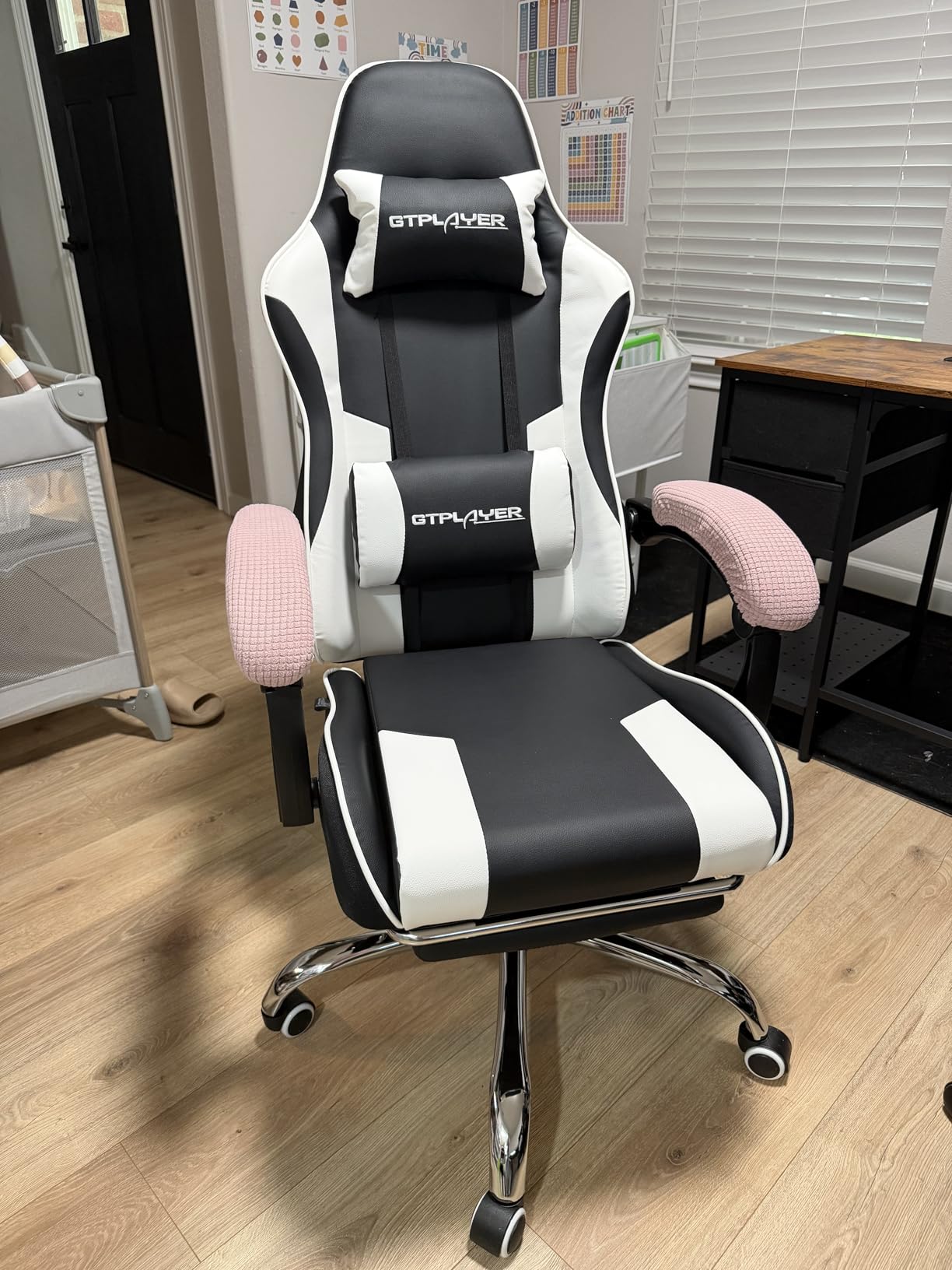 GTPLAYER Gaming Chair, Computer Chair with Footrest and Lumbar Support, Height Adjustable Game Chair with 360 Swivel Seat and Headrest and for Office or Gaming (Pearl White) customer photo 1