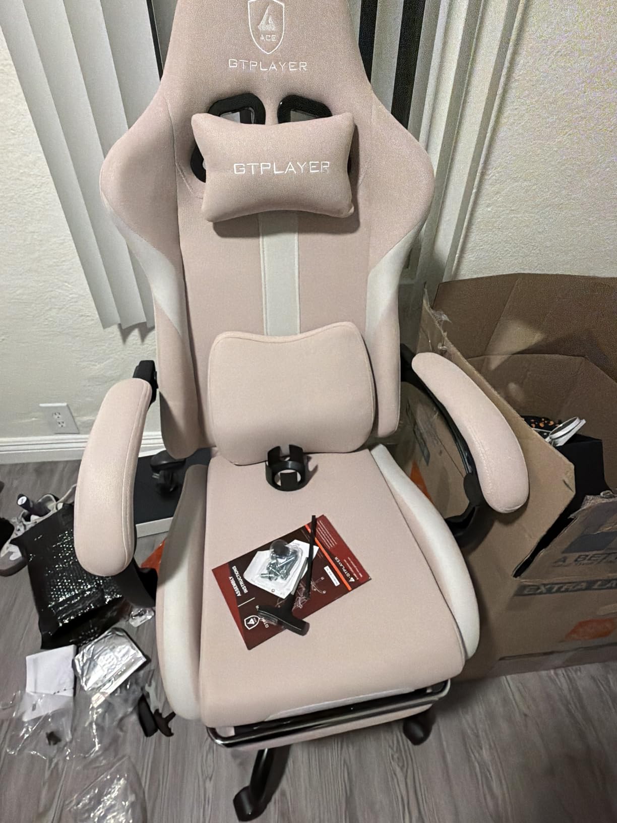 GTPLAYER Gaming Chair with Foot Rest & Pocket Spring Cushion, Ergonomic High Back Computer Desk Chair with Headrest & Lumbar Support, Breathable Fabric customer photo 2