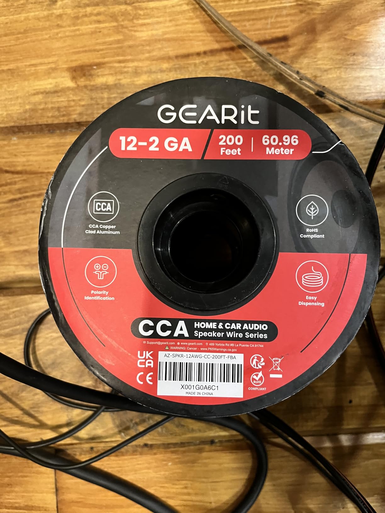 GEARit Speaker Wire 12 Gauge 100 ft,Speaker Cable with Foot Markers & Polarity Markings,12 Gauge Wire for Car Audio & Home Theater Speakers,Audio Cable for DIY Installations,CCA(Black) customer photo 1