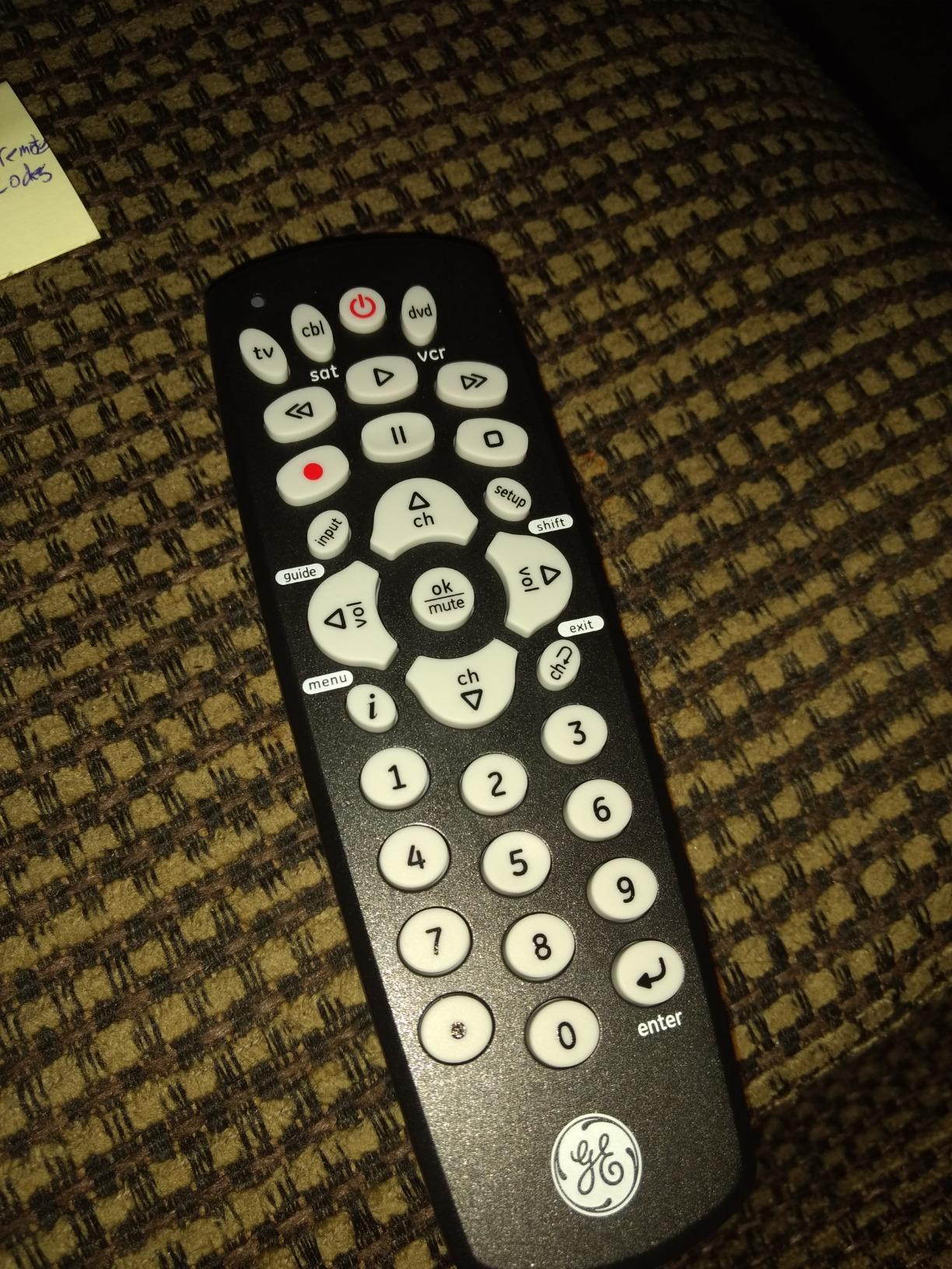 GE Universal Remote Control for Samsung, Vizio, LG, Sony, Sharp, Roku, Apple TV, RCA, Panasonic, Smart TVs, Streaming Players, Blu-ray, DVD, 3-Device, Black, 34456 customer photo 1