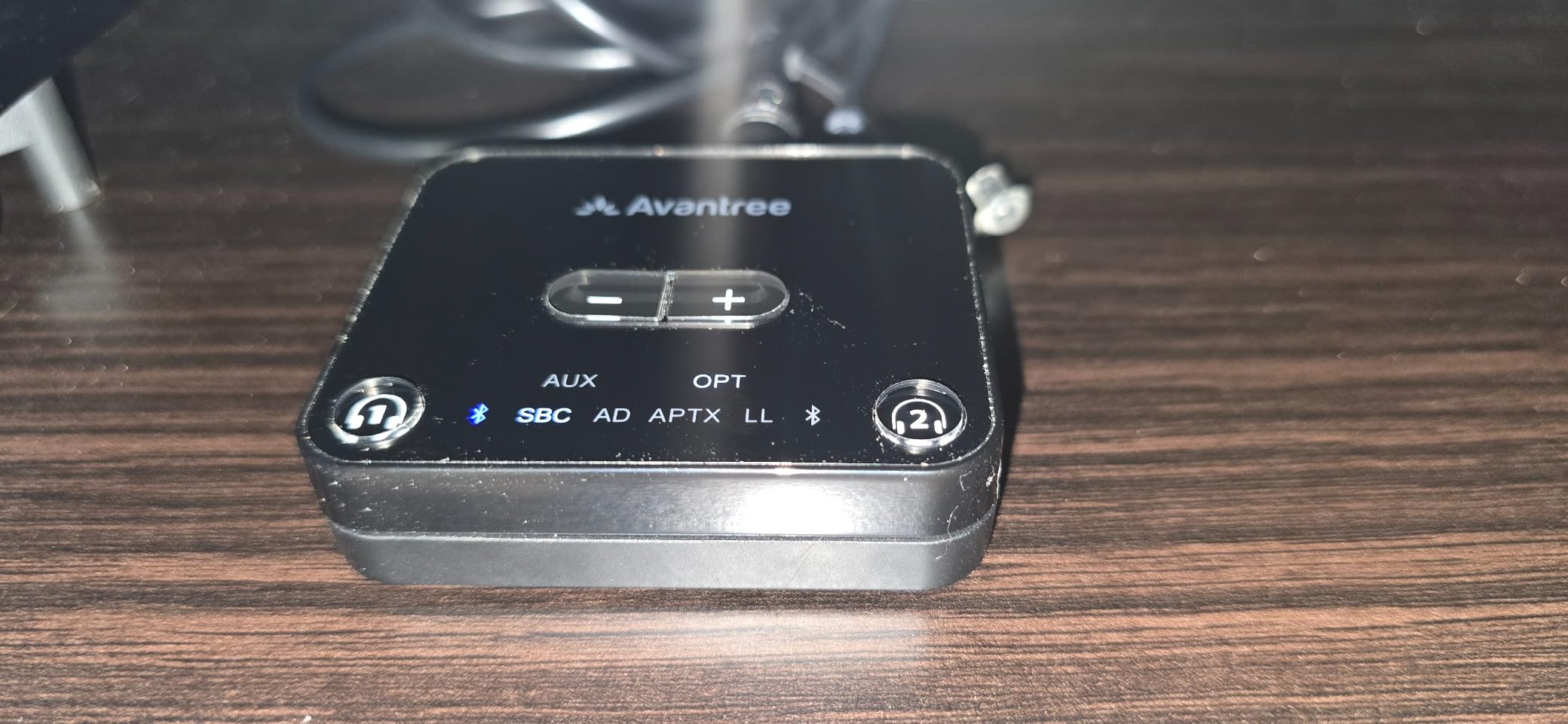 Audikast Plus - Bluetooth Audio Transmitter for TVs with Optical & AUX, Supports 2 Headphones, aptX-Adaptive Low Latency, Built-in Volume Control, 100ft Range customer photo 1