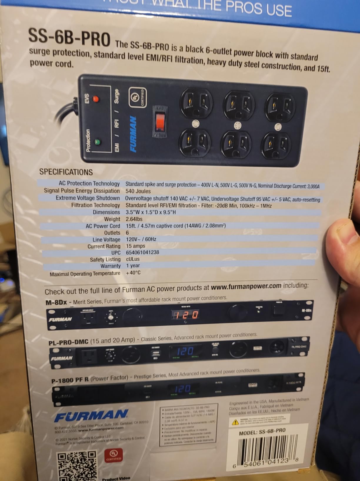 Furman SS-6B-PRO Extreme Voltage Protect Surge Strip customer photo 2