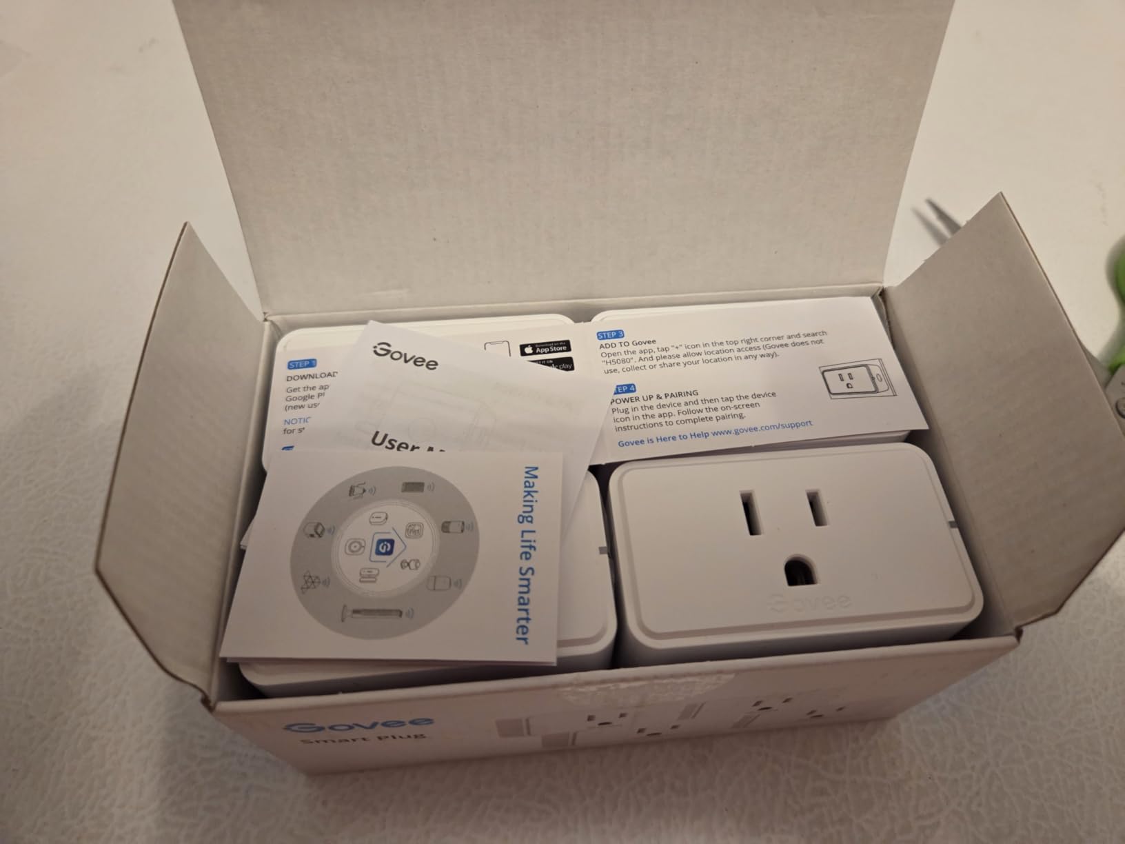 Govee Smart Plug 15A, WiFi Bluetooth Outlets 4 Pack Work with Alexa and Google Assistant, WiFi Plugs with Multiple Timers, Govee Home APP Group Control Remotely, No Hub Required, ETL&FCC Certified customer photo 1