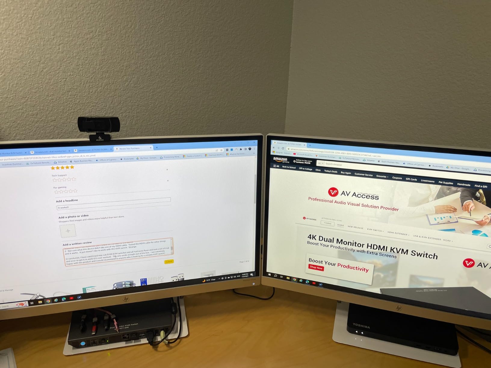 AV Access KVM Switch 2 Monitors 2 Computers, 4 USB, EDID, Hotkey Switch | 4K@60Hz HDMI Dual Monitor Display 1 or 2 PCs Simultaneously, 2 Desktops for Dell Lenovo HP Share One Set of Keyboard Mouse customer photo 2
