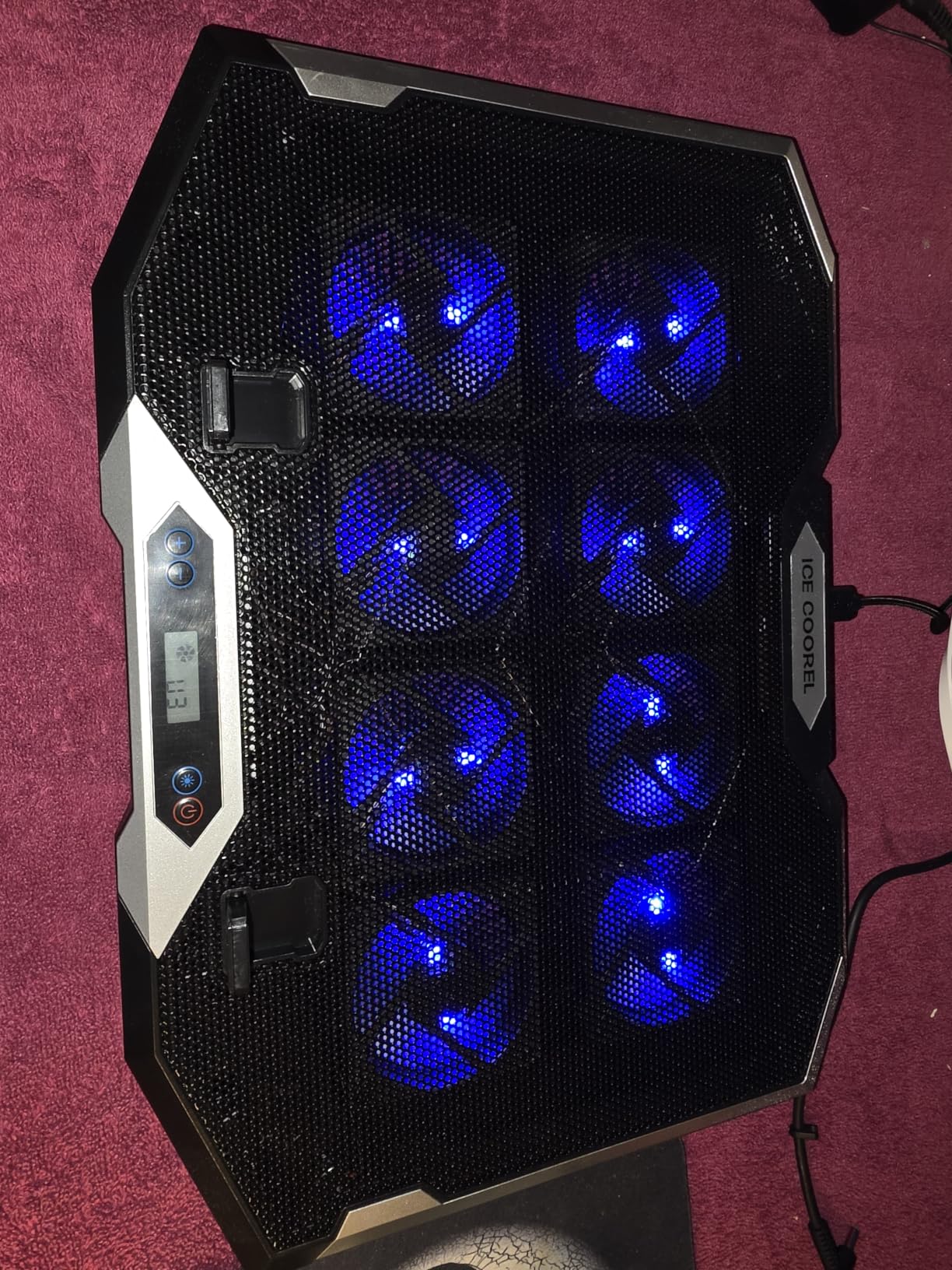 Gaming Laptop Cooling Pad with 8 Cooling Fans, Laptop Fan Cooler Pad for 15-17.3 Inch, Notebook Cooler Stand with 6 Height Adjustable, RGB Cooling Pad with Two USB Port + Phone Stand customer photo 2