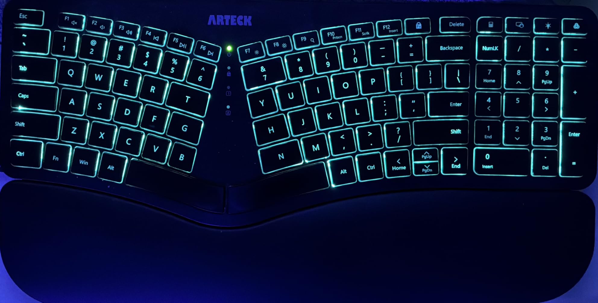 Arteck Ergonomic USB Wired Keyboard with Cushioned Wrist & Palm Rest, Backlit 7 Colors & Adjustable Brightness Comfortable Natural Split Keyboard customer photo 2