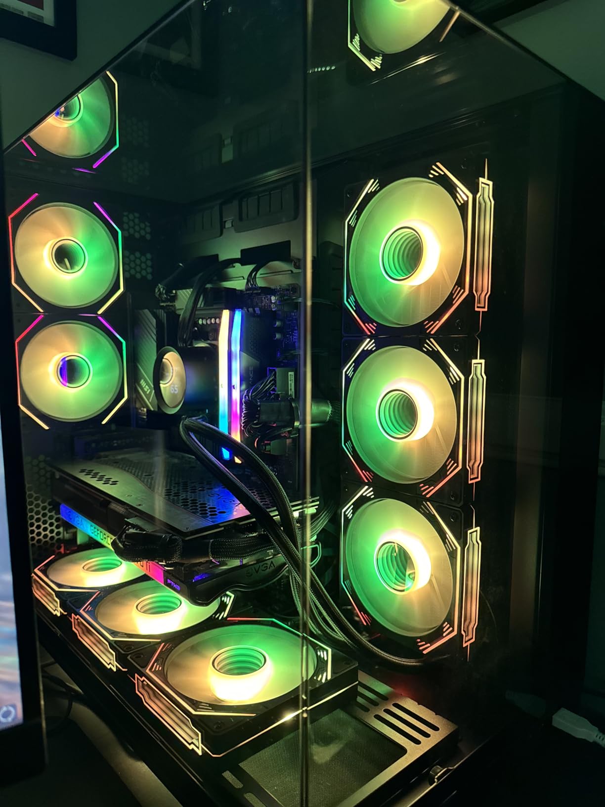 120mm ARGB PWM Reverse Airflow PC CPU Case Cooling Fans 3-Pack | Reverse-Airflow 5V 3Pin Addressable RGB PWM Fans with 4-Pin Motherboard Sync for PC Computer Water-Cooling & CPU Cooler customer photo 1