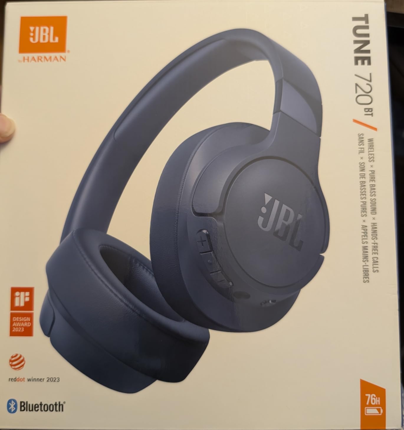 JBL Tune 720BT - Wireless Over-Ear Headphones with JBL Pure Bass Sound, Bluetooth 5.3, Up to 76H Battery Life and Speed Charge, Lightweight, Comfortable and Foldable Design (Blue) customer photo 1