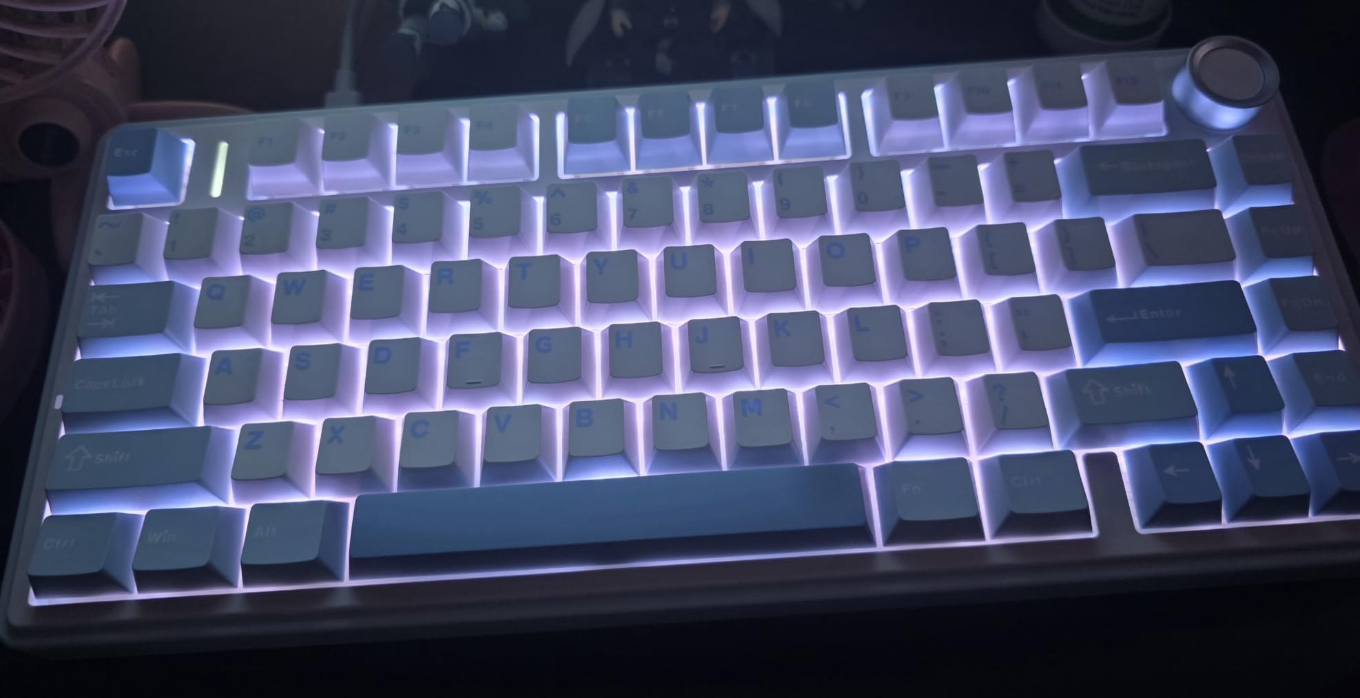 EPOMAKER x Aula F75 Gasket Mechanical Keyboard, 75% Wireless Hot Swappable Gaming Keyboard with Five-Layer Padding&Knob, Bt/2.4GHz/USB-C, RGB (Blue Gradient, LEOBOG Reaper Switch) customer photo 2