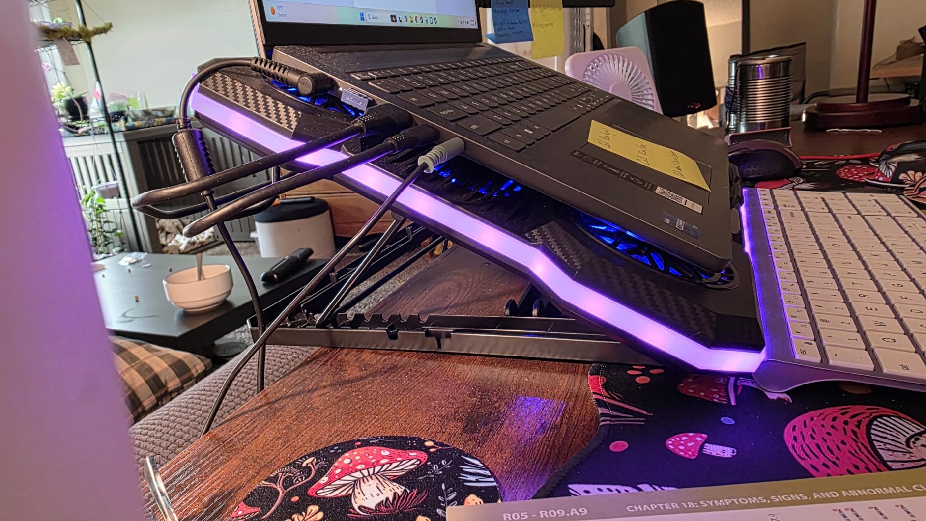 ChillCore Laptop Cooling Pad, RGB Lights Laptop Cooler 9 Fans for 15.6-19.3 Inch Laptops, Gaming Laptop Fan Cooling Pad with 8 Height Stands, 2 USB Ports - A21 Blue customer photo 2