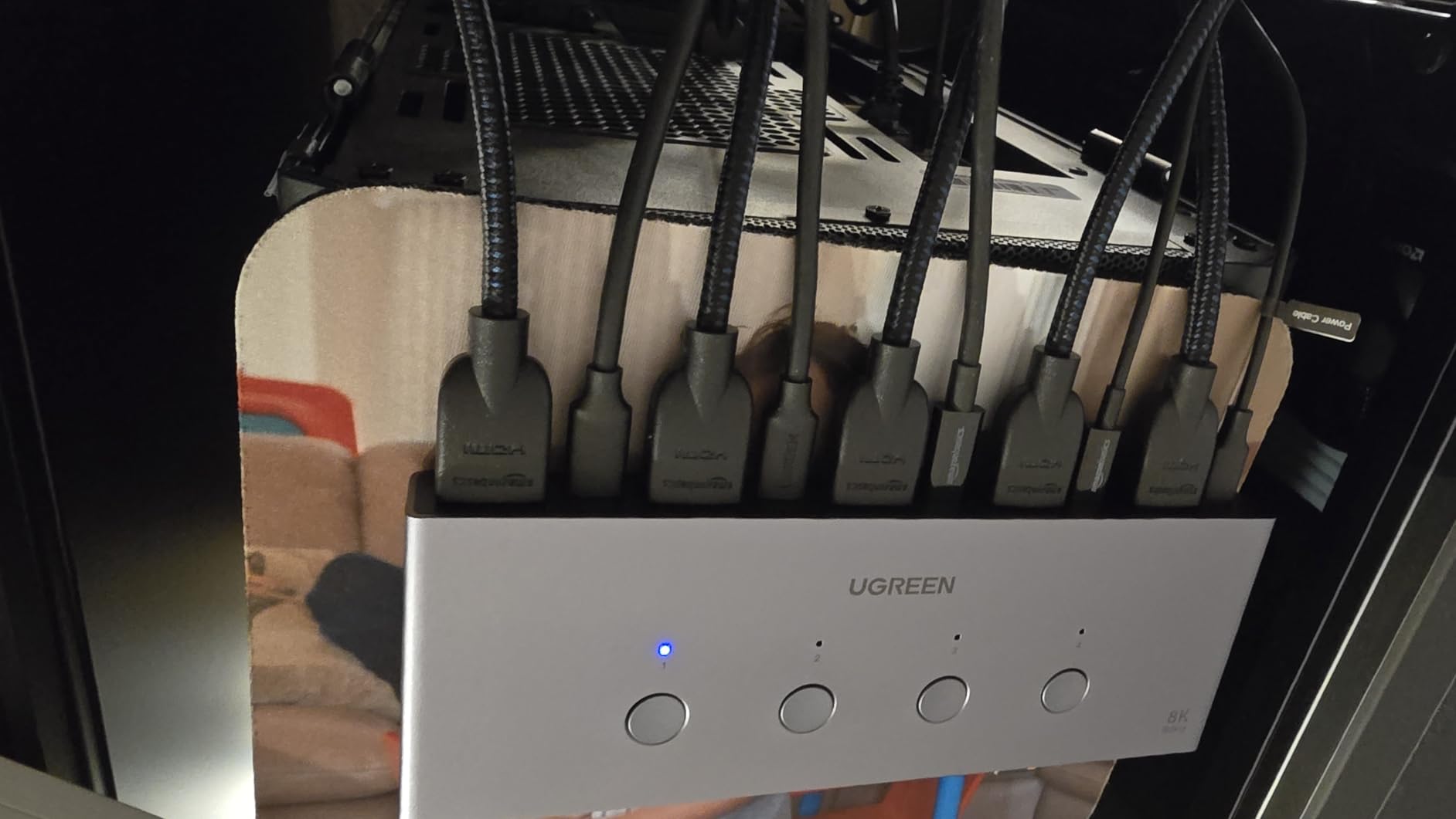 UGREEN 8K@60Hz HDMI KVM Switch 4 Computers, Aluminum, with 4 USB 3.0 Ports, Share One Monitor Keyboard Mouse Hard Drives Printer, with 4 HDMI Cables, 4 USB Cables, Desktop Controller customer photo 2