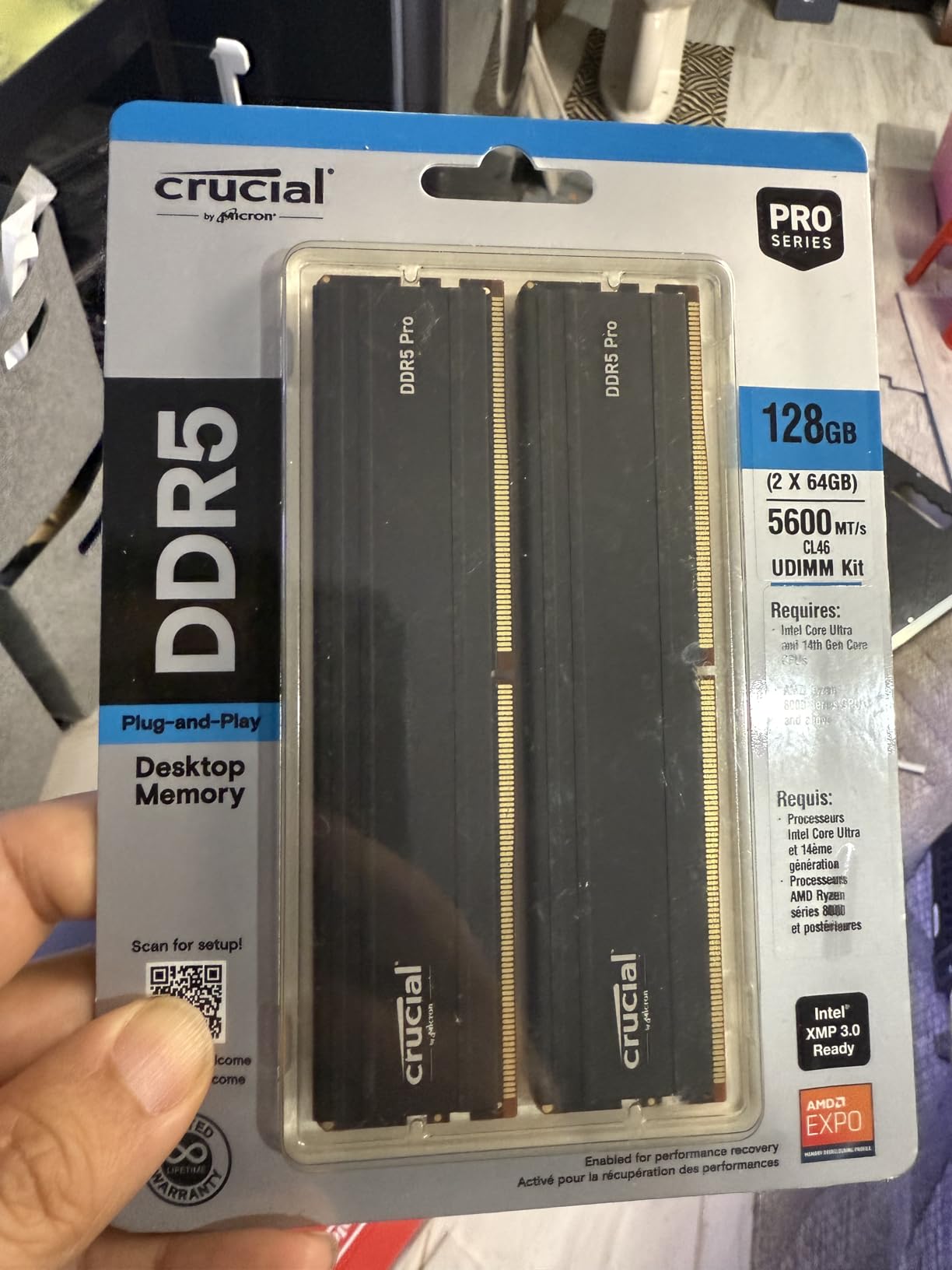 Crucial Pro 128GB Kit (2x64GB) DDR5 RAM, 5600MHz Desktop Gaming Memory UDIMM customer photo 2