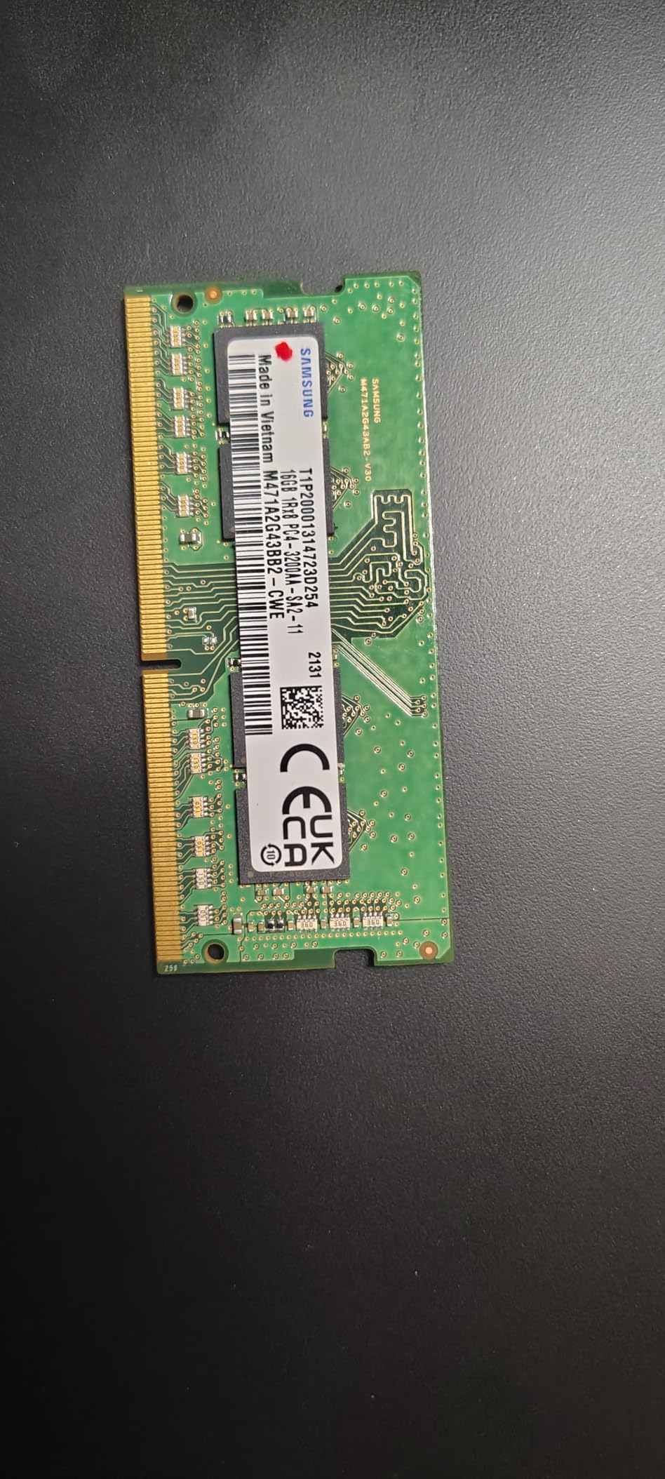 Samsung 16GB DDR4 3200MHz PC4-25600 (PC4-3200AA) CL22 SODIMM 1Rx8 Single Rank 1.2V 260-Pin Laptop, Notebook RAM Memory customer photo 1