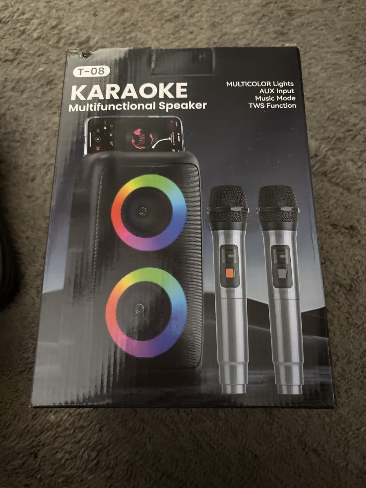 Bluetooth Speaker with 2 Wireless Microphones - Big Party Speaker for Adults Kids Karaoke with Lights - Portable Rechargeable Floorstanding Speakers Support TWS/AUX/USB/TF Card for Home Party Gift customer photo 2