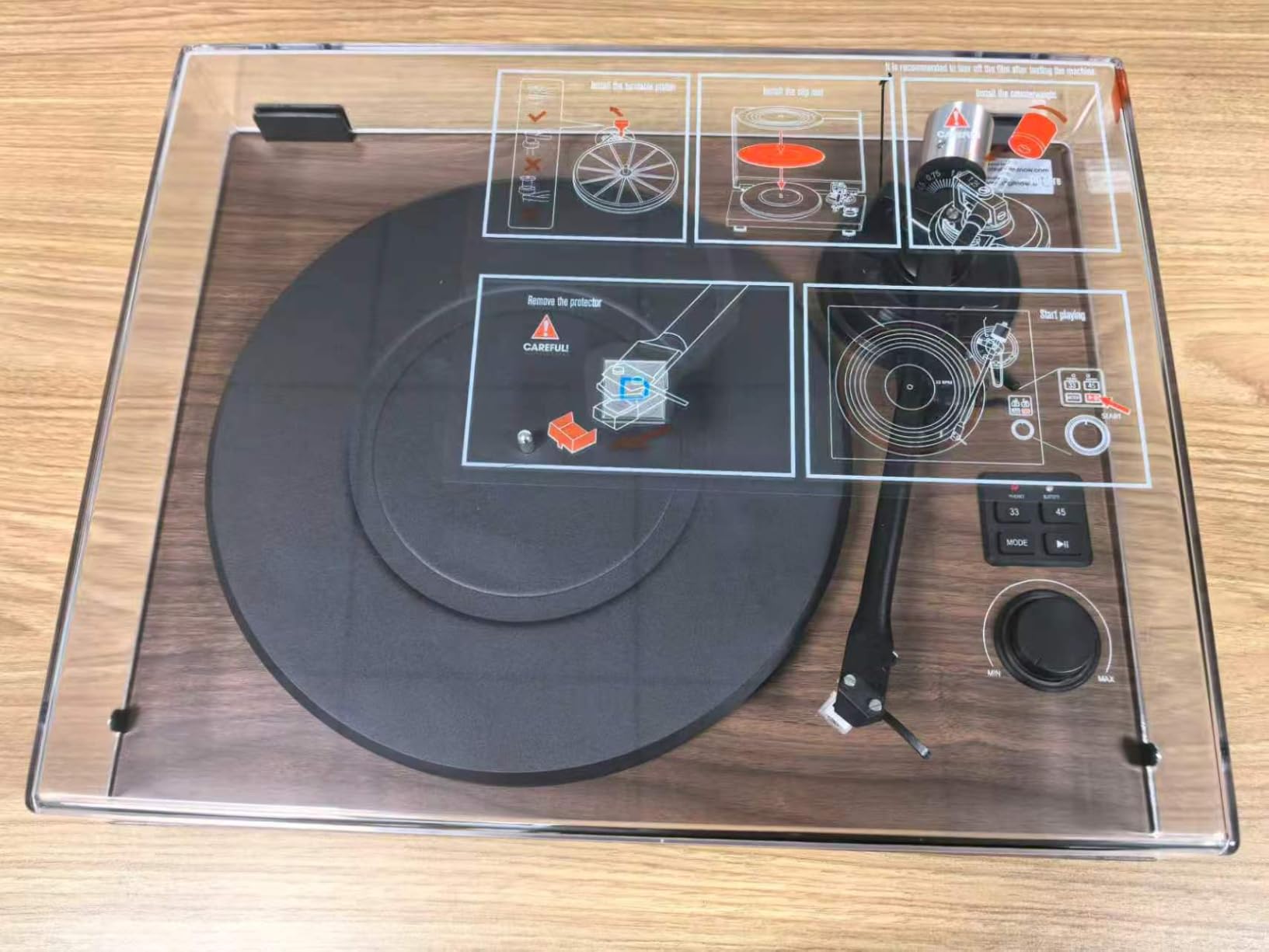 Bluetooth Turntable HiFi System with 36 Watt Bookshelf Speakers, Patend Designed Vinyl Record Player with Magnetic Cartridge, Bluetooth Playback and Auto Off customer photo 1