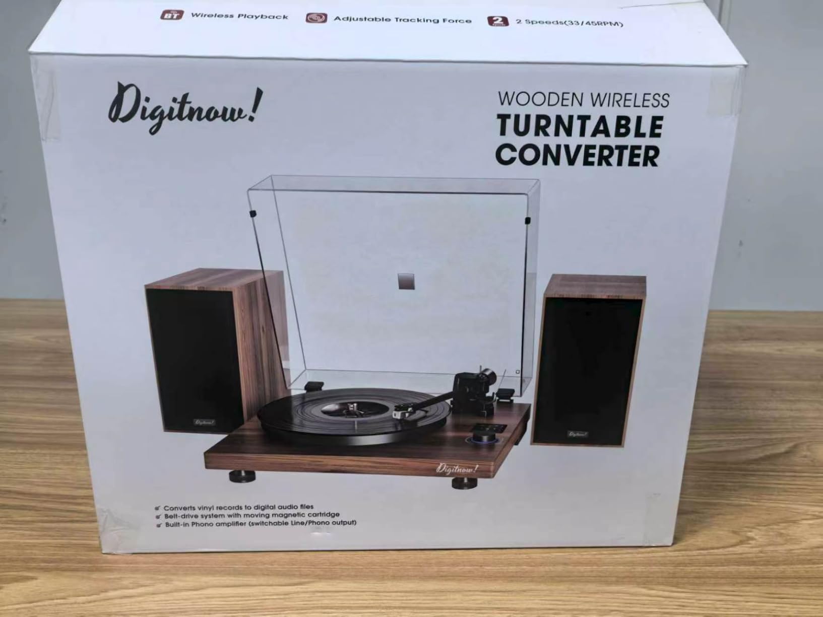 Bluetooth Turntable HiFi System with 36 Watt Bookshelf Speakers, Patend Designed Vinyl Record Player with Magnetic Cartridge, Bluetooth Playback and Auto Off customer photo 2