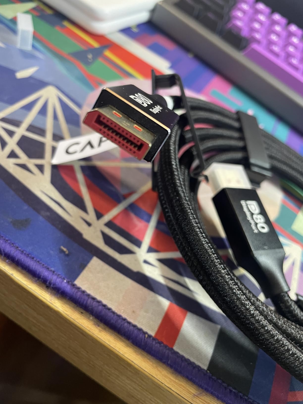 DP80 DisplayPort 2.1 Cable (VESA Certified), 80Gbps DP 2.1a Cord (8K@240Hz, 4K@540Hz 360Hz 240Hz), 16K Display Port Cord for Gaming Monitor, RTX 5090, 7900XTX, HDR/FreeSync/G-Sync (6.6 Ft) customer photo 1