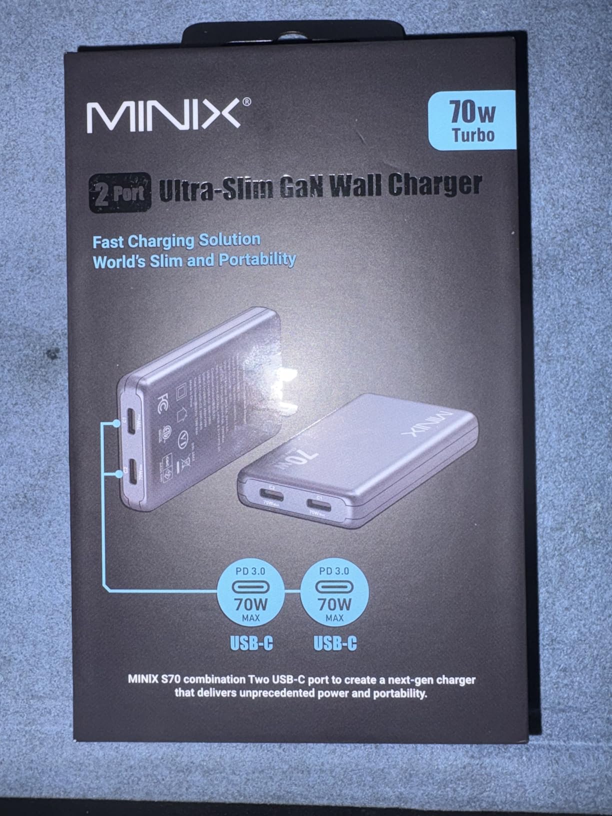 MINIX 70W Flat USB C Wall Charger, Slim Foldable Dual Type C GaN Plug | Fast Charging Block for iPhone 17 16 15 Pro Max, MacBook Air, iPad Pro, Galaxy S25 S24, Pixel 10, Steam Deck customer photo 1