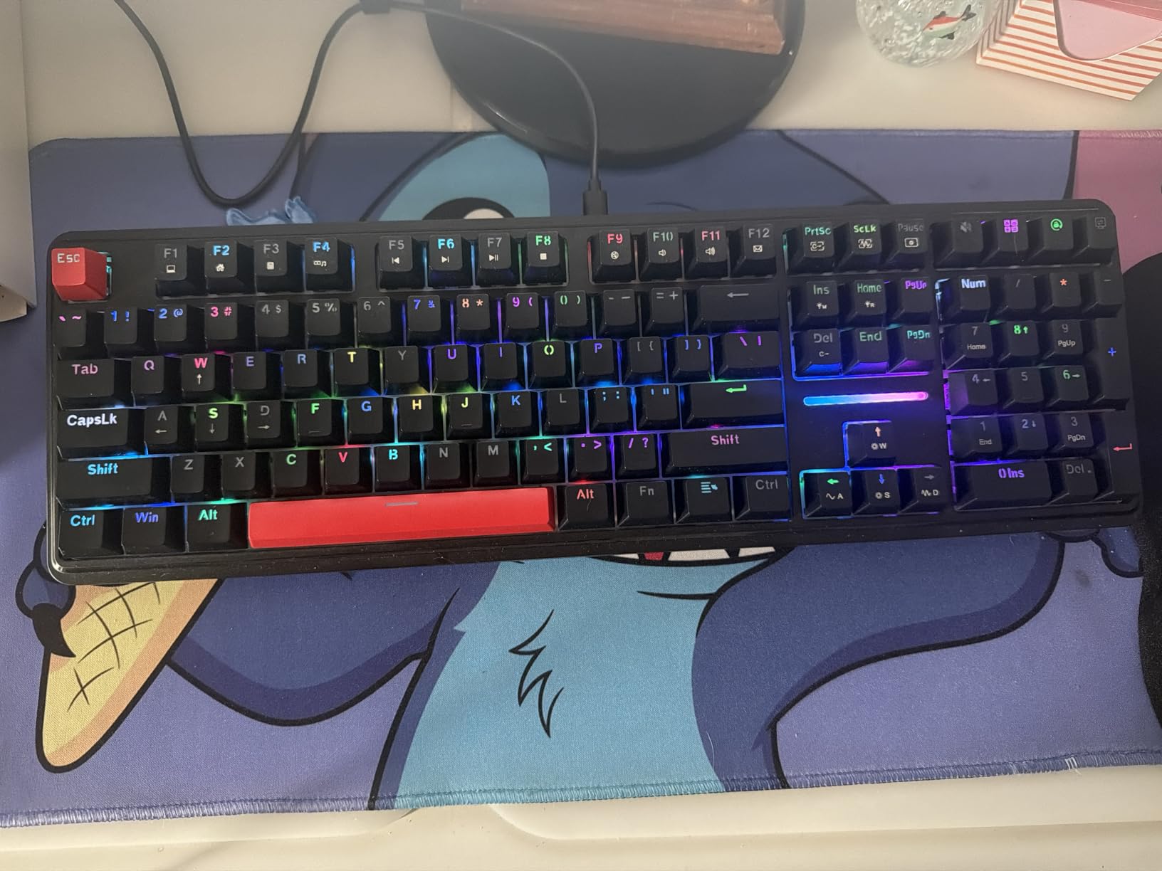 Redragon K745 Wired 108-Key Gasket RGB Gaming Keyboard, 4 Extra Hotkeys | Dedicated Shortcut Keys for Mute, Calc & Desktop, Cushioned 5-Layer Dampening for Creamy Thocky Sound, Programmable Software customer photo 2